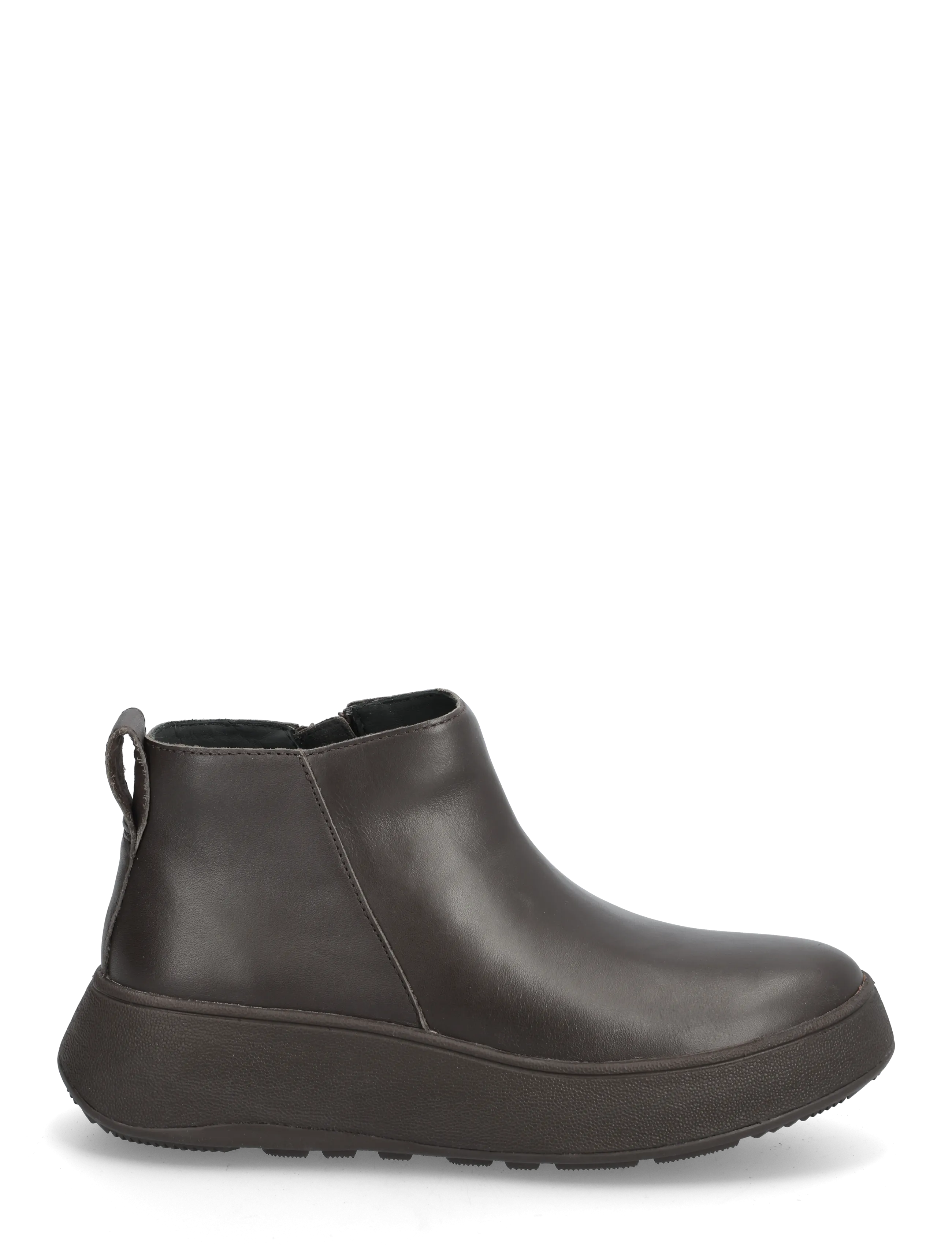 FitFlop - F-MODE LEATHER FLATFORM ZIP ANKLE BOOTS - flache stiefeletten - chocolate brown - 1