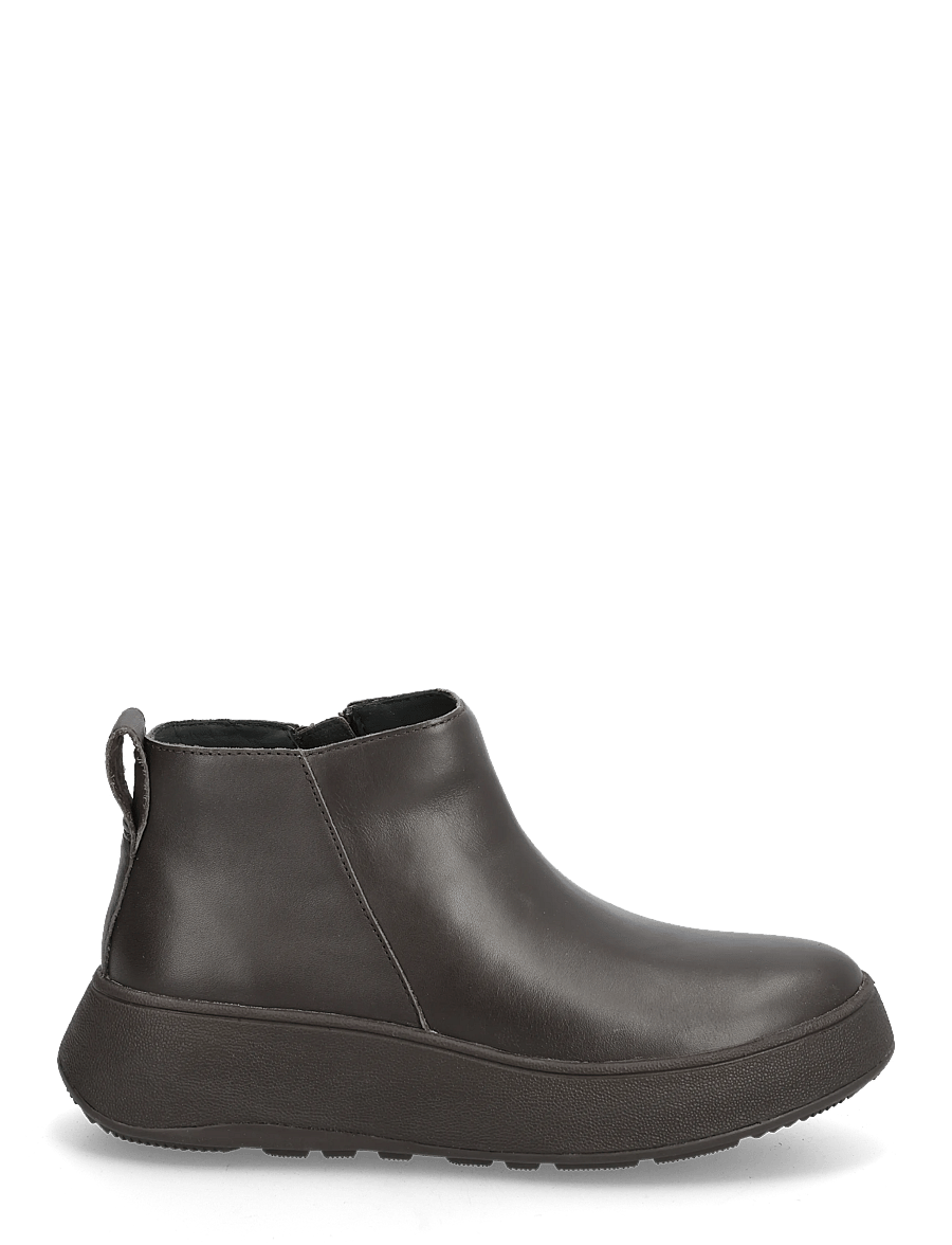 FitFlop - F-MODE LEATHER FLATFORM ZIP ANKLE BOOTS - flache stiefeletten - chocolate brown - 1