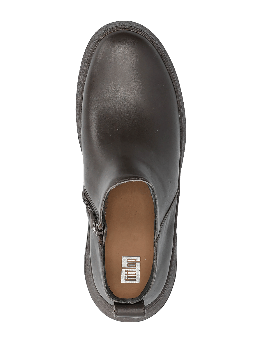 FitFlop - F-MODE LEATHER FLATFORM ZIP ANKLE BOOTS - flache stiefeletten - chocolate brown - 3