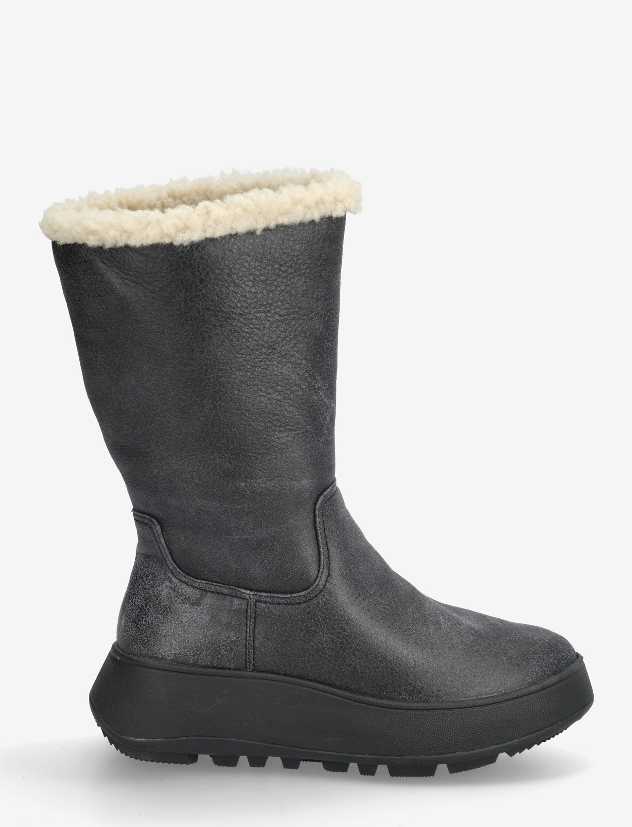 FitFlop - F-MODE DOUBLE-FACED SHEARLING FLATFORM CALF BOOTS - damen - black - 1