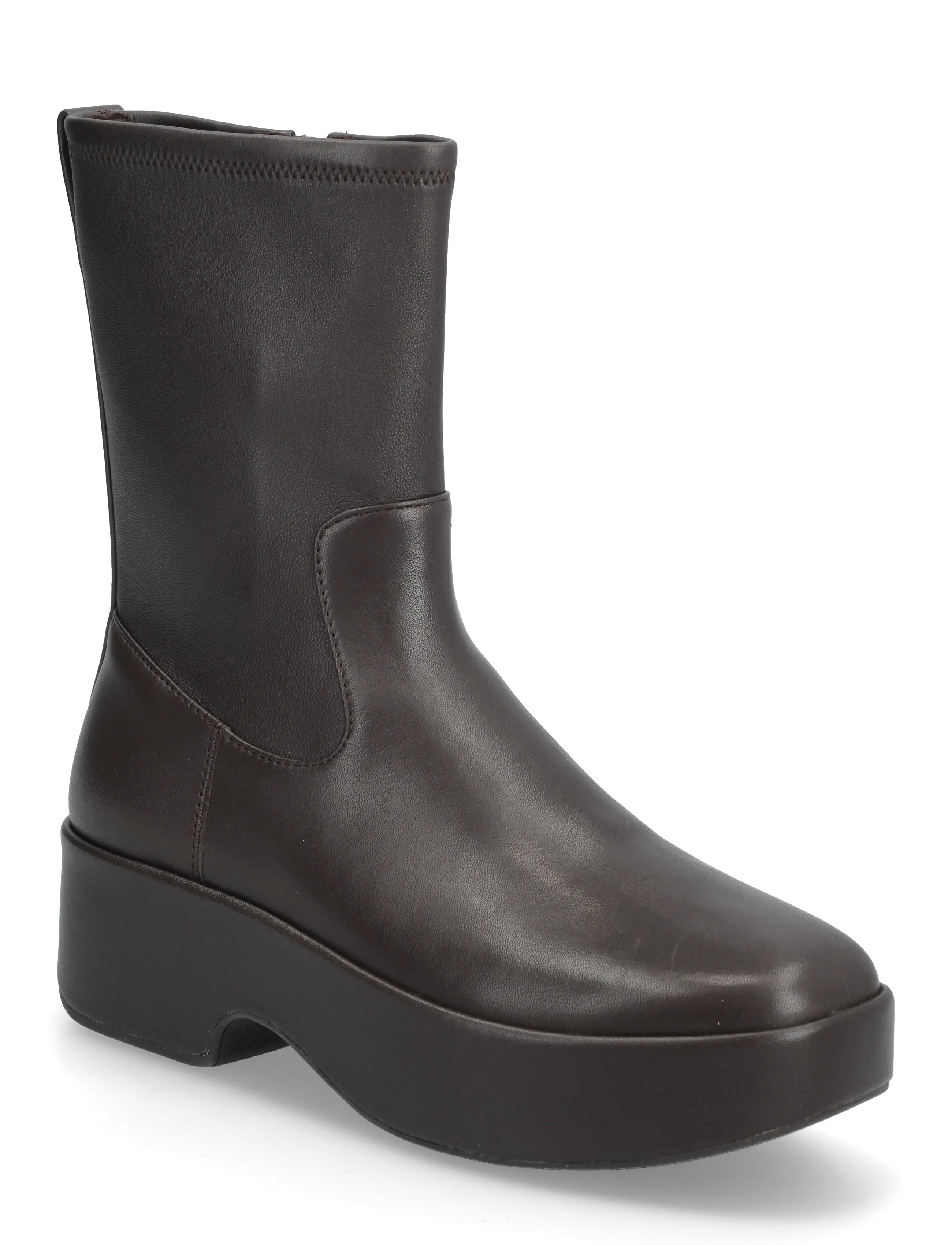 FitFlop F-LUMA STRETCH LEATHER DEMI-WEDGE MID-CALF BOOTS - Transitional Layering - CHOCOLATE BROWN / brown