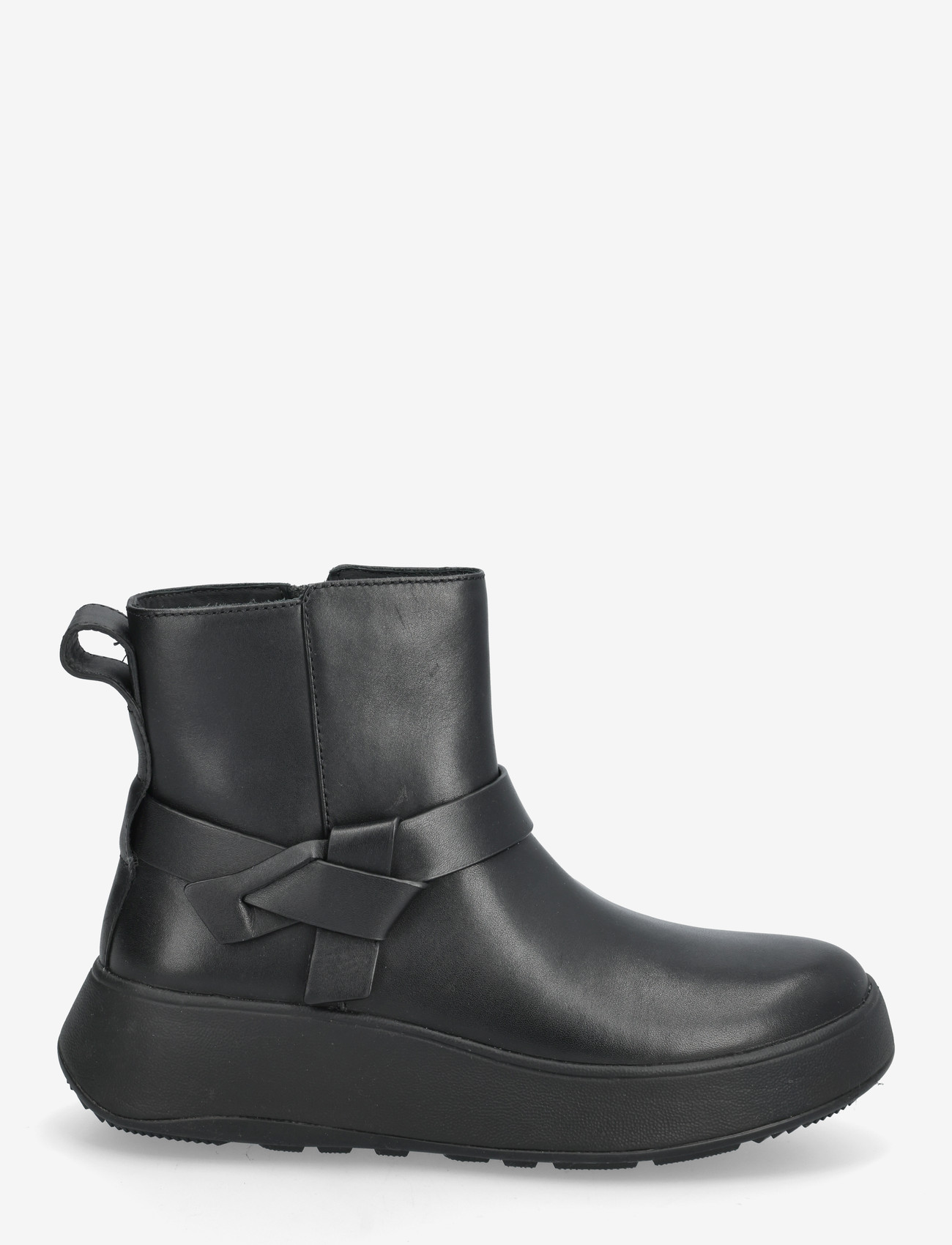FitFlop - F-MODE FOLDED-KNOT LEATHER FLATFORM CHELSEA BOOTS - flat ankle boots - black - 1