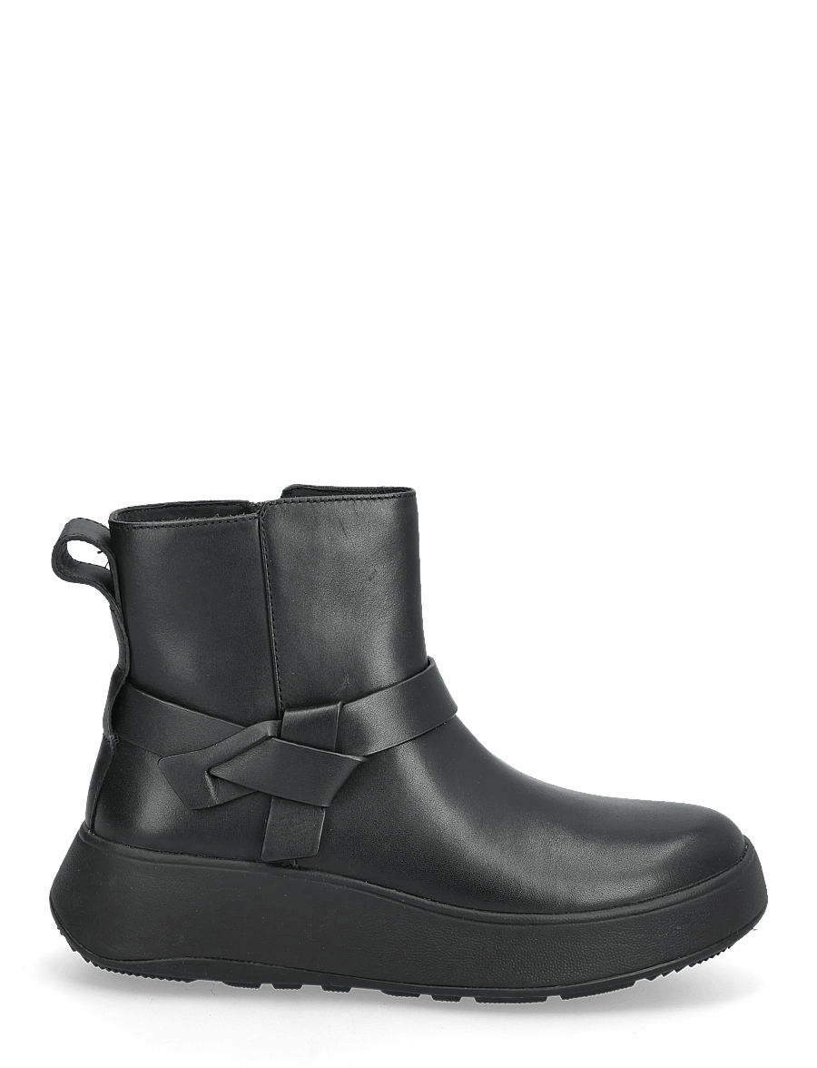 FitFlop - F-MODE FOLDED-KNOT LEATHER FLATFORM CHELSEA BOOTS - flache stiefeletten - black - 1