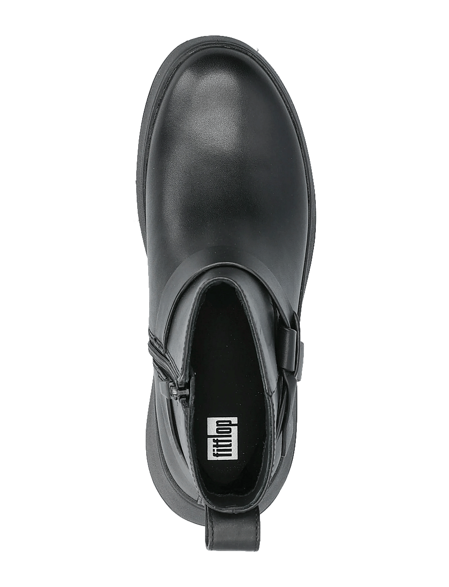 FitFlop - F-MODE FOLDED-KNOT LEATHER FLATFORM CHELSEA BOOTS - flache stiefeletten - black - 3