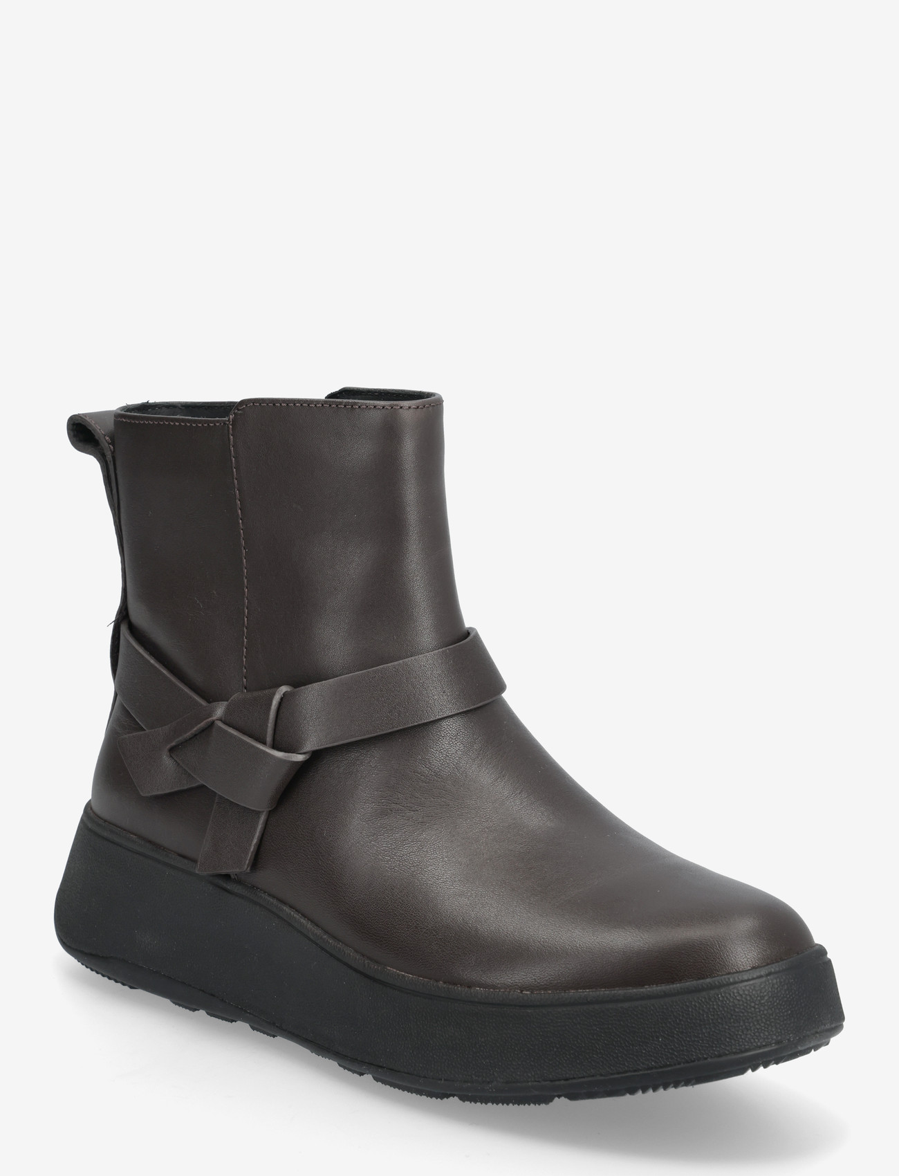 FitFlop - F-MODE FOLDED-KNOT LEATHER FLATFORM CHELSEA BOOTS - flade ankelstøvler - chocolate brown - 0