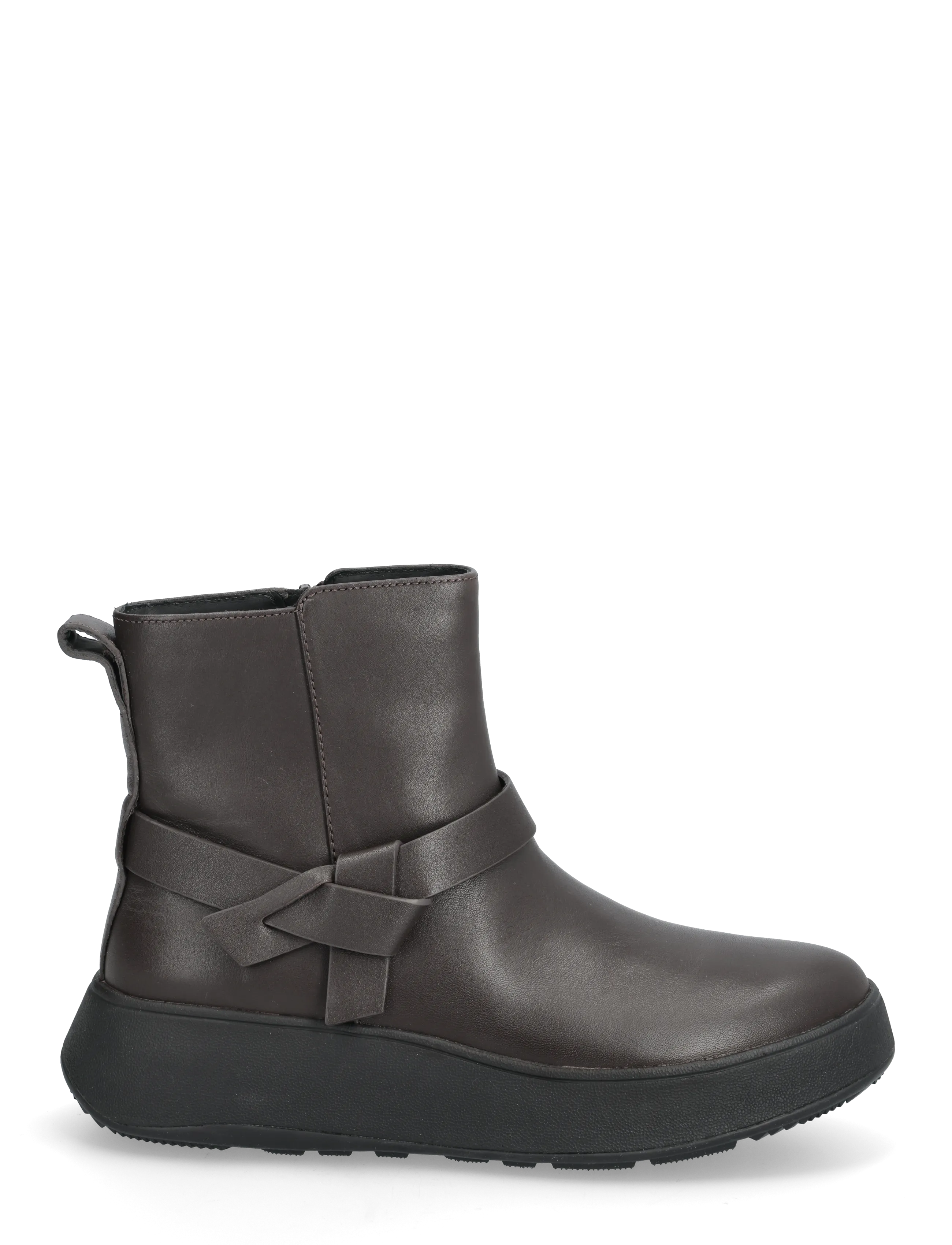 FitFlop - F-MODE FOLDED-KNOT LEATHER FLATFORM CHELSEA BOOTS - flat ankle boots - chocolate brown - 1