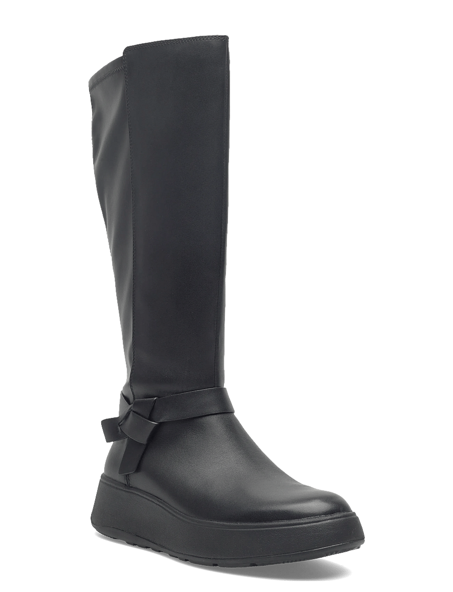 FitFlop - F-MODE FOLDED-KNOT FLATFORM TALL STRETCH BOOTS - kniehohe stiefel - black - 0