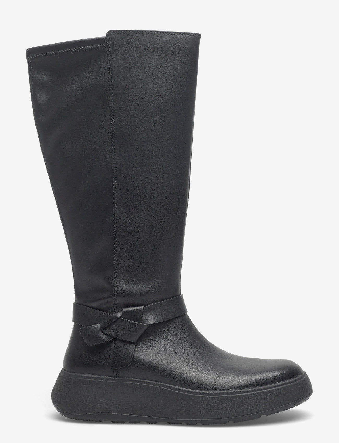 FitFlop - F-MODE FOLDED-KNOT FLATFORM TALL STRETCH BOOTS - damen - black - 1
