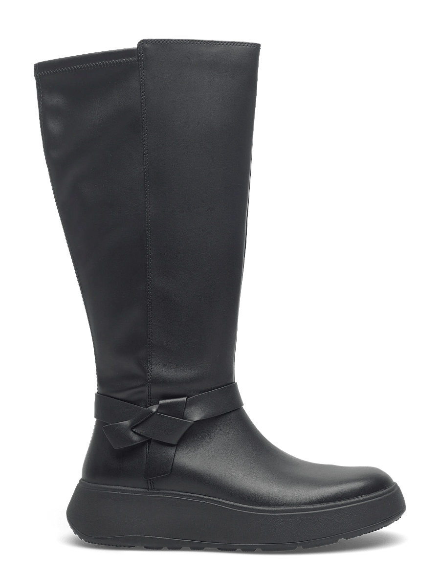 FitFlop - F-MODE FOLDED-KNOT FLATFORM TALL STRETCH BOOTS - kniehohe stiefel - black - 1