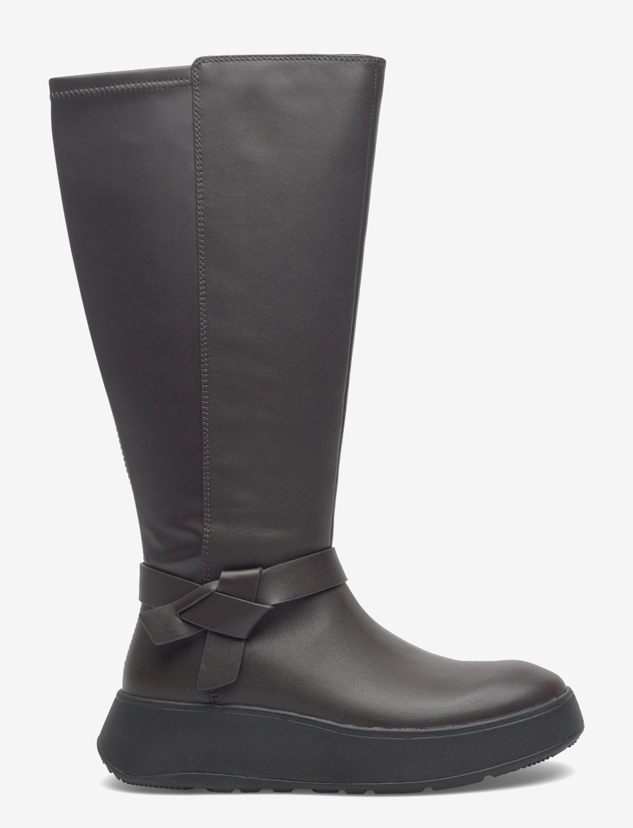 FitFlop - F-MODE FOLDED-KNOT FLATFORM TALL STRETCH BOOTS - damen - chocolate brown - 1
