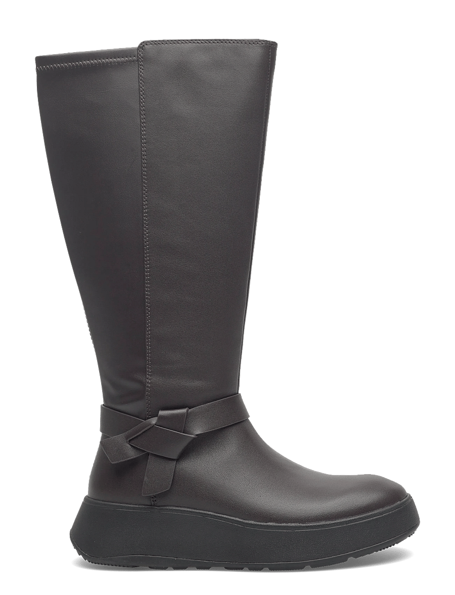 FitFlop - F-MODE FOLDED-KNOT FLATFORM TALL STRETCH BOOTS - kniehohe stiefel - chocolate brown - 1