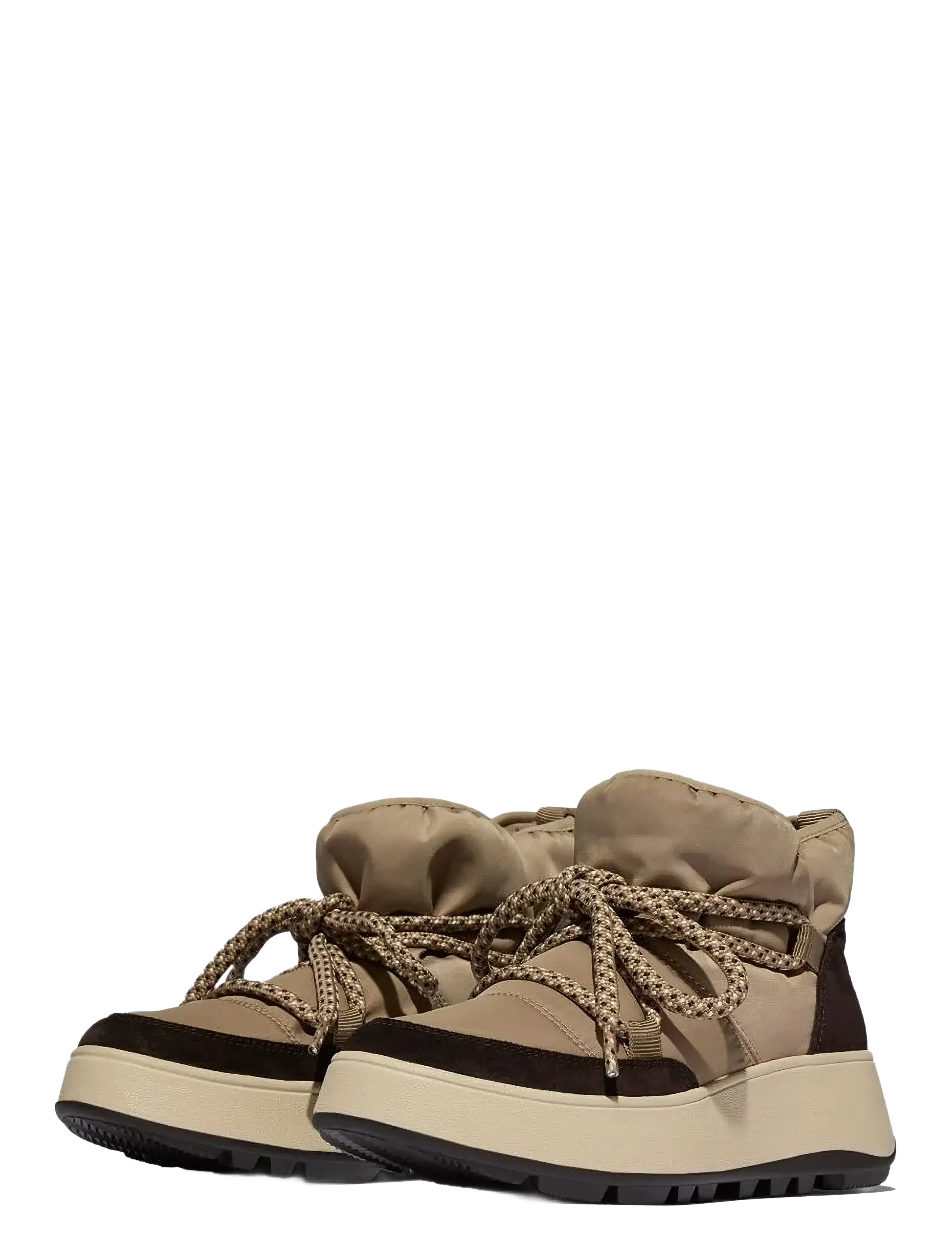 FitFlop F-MODE W/RESISTANT BIOFLEECE MESH FLATFORM BOOTIES - Transitional Layering - TAUPE / beige