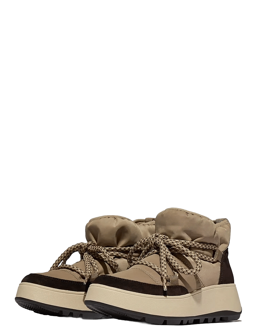 FitFlop - F-MODE W/RESISTANT BIOFLEECE MESH FLATFORM BOOTIES - lygiapadžiai aulinukai iki kulkšnių - taupe - 1
