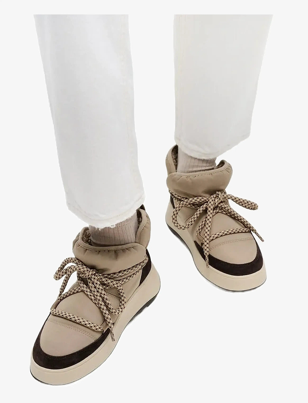 FitFlop - F-MODE W/RESISTANT BIOFLEECE MESH FLATFORM BOOTIES - flache stiefeletten - taupe - 1