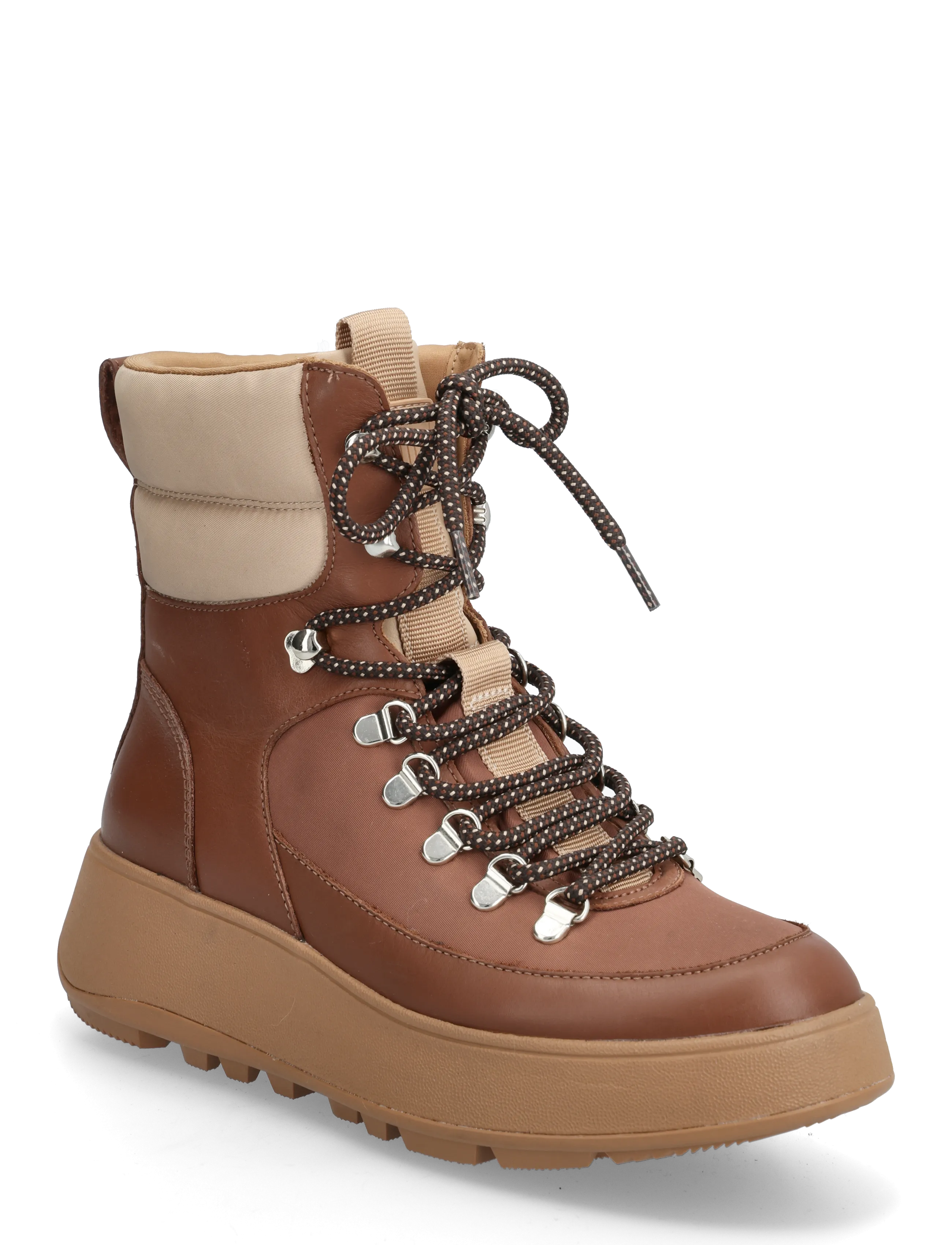 FitFlop F-Mode W/Resistant Hiker-Lace Flatform Ankle Boots, 37, Braun - Boots Flat Heel, Frauen