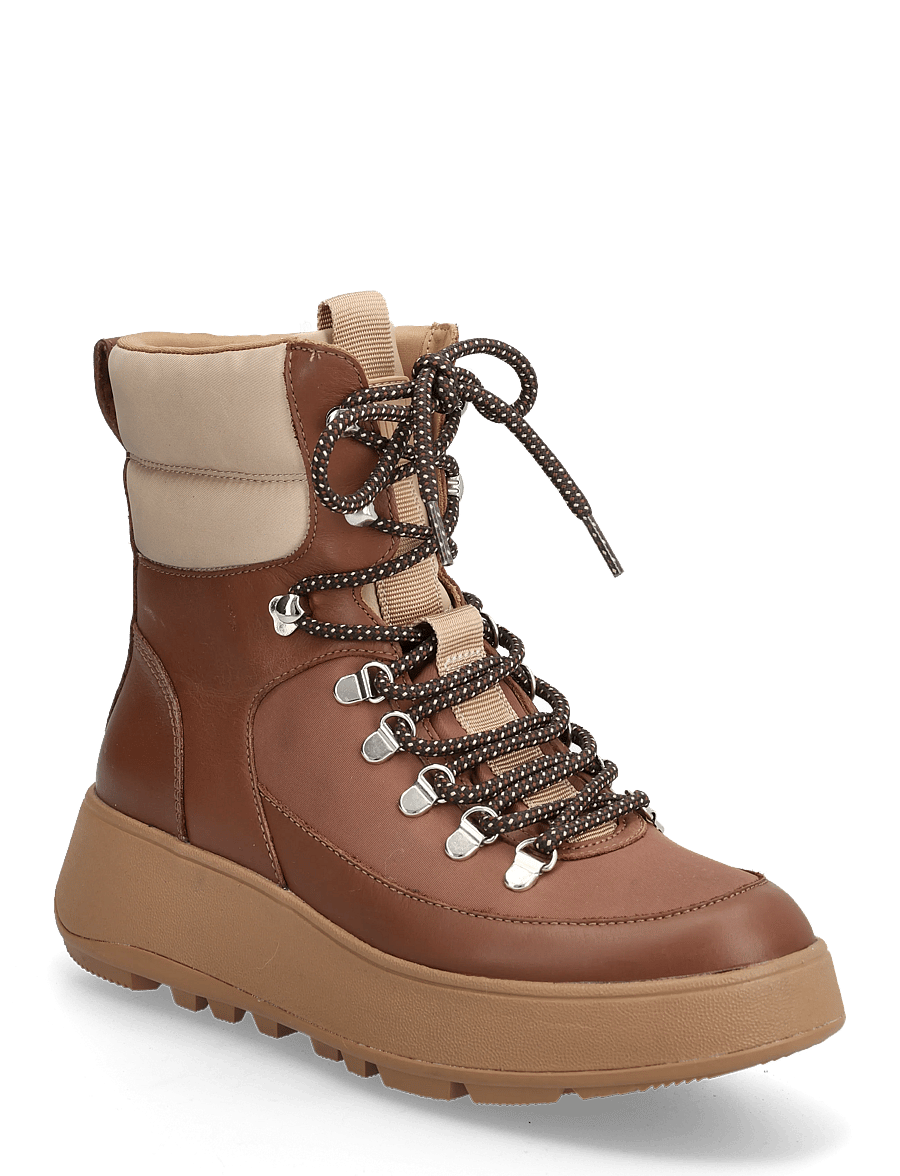 FitFlop - F-MODE W/RESISTANT HIKER-LACE FLATFORM ANKLE BOOTS - flache stiefeletten - rich brown - 0