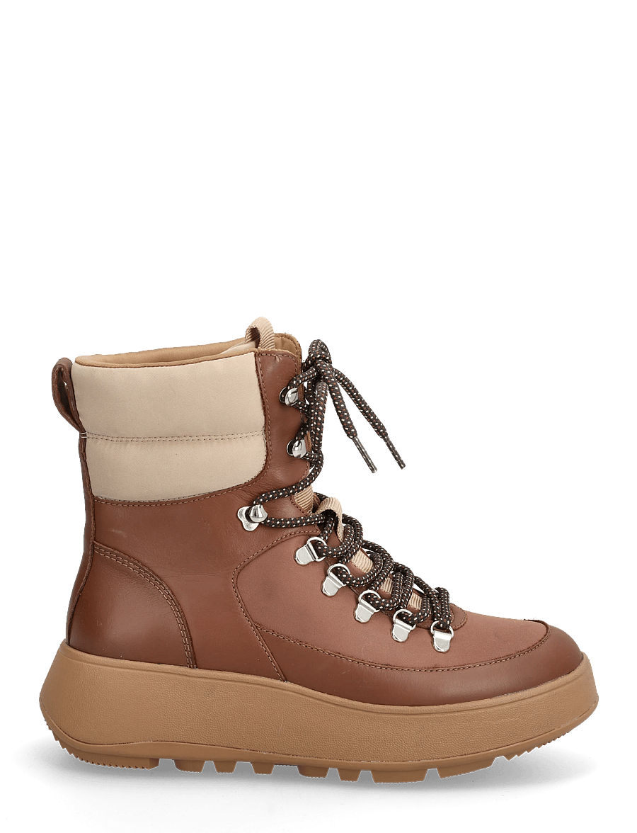FitFlop - F-MODE W/RESISTANT HIKER-LACE FLATFORM ANKLE BOOTS - flache stiefeletten - rich brown - 1