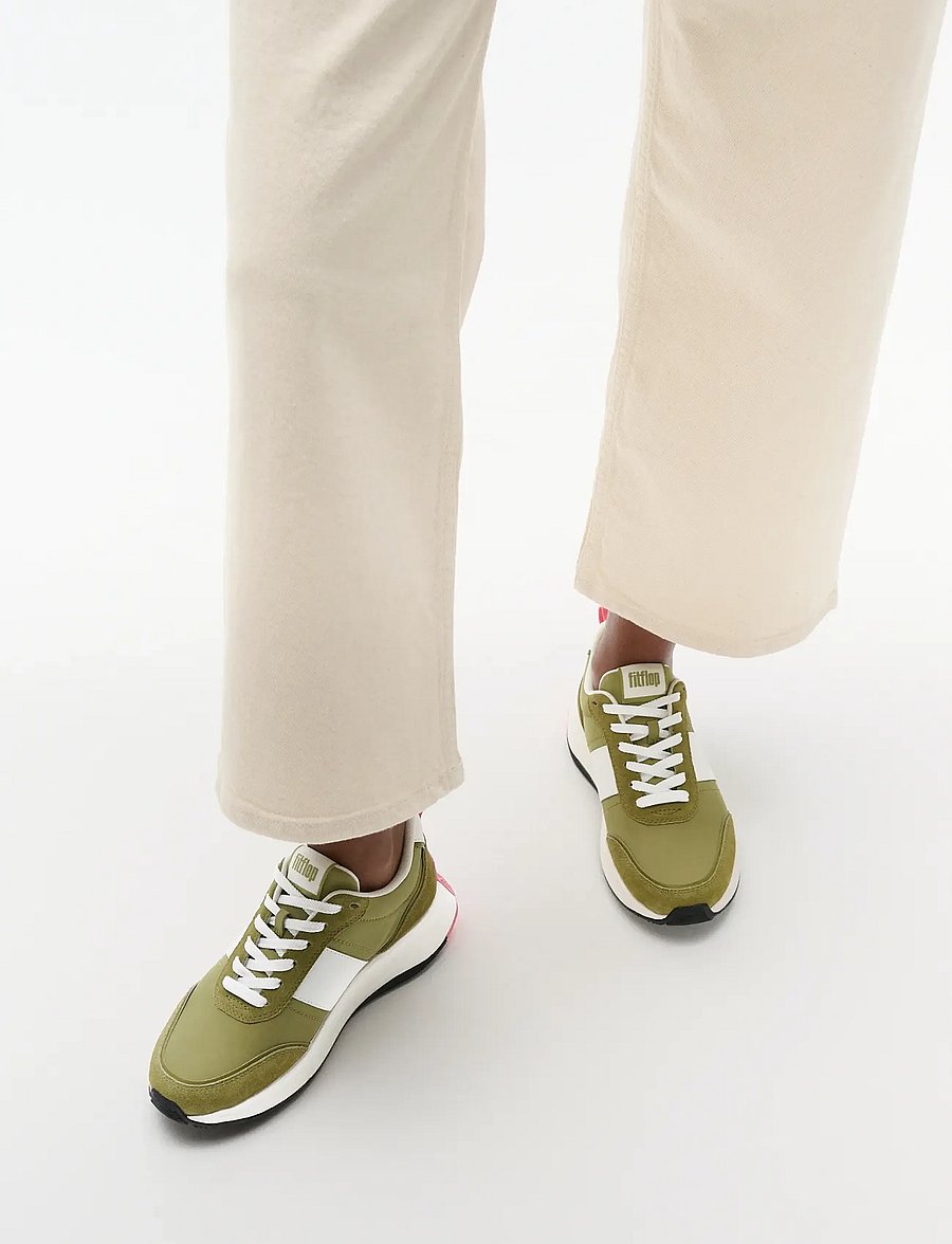 FitFlop - F-MODE FLOW FABRIC/SUEDE/LEATHER FLATFORM SNEAKERS - chunky sneakers - camo-green mix - 5