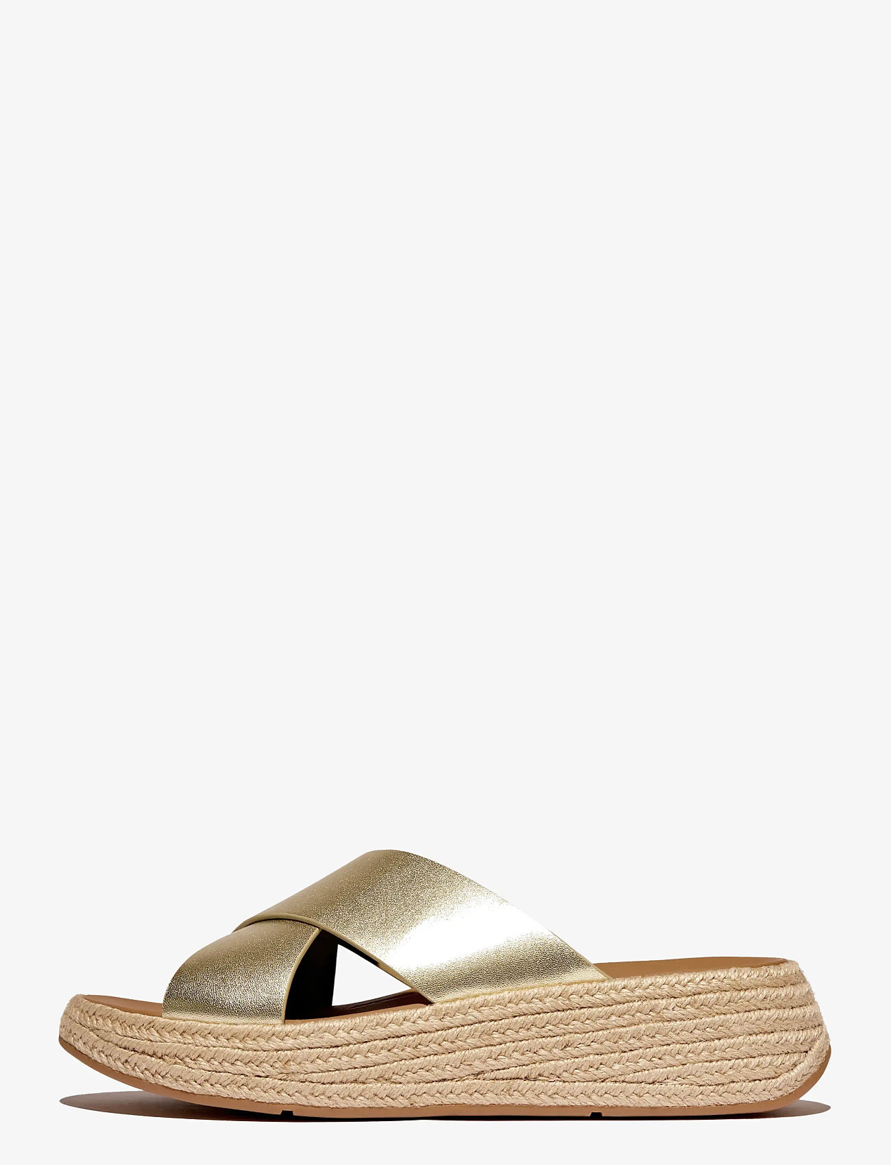 FitFlop - F-MODE ESPADRILLE LEATHER FLATFORM CROSS SLIDES - platform-sandaalit - platino - 1