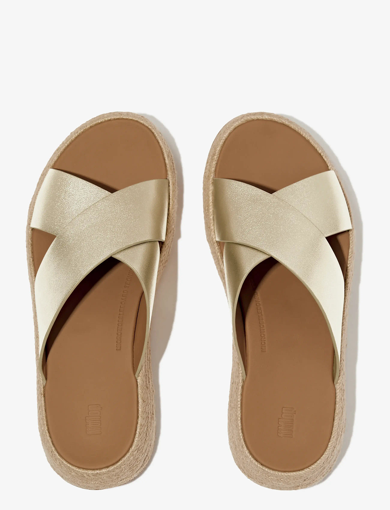 FitFlop - F-MODE ESPADRILLE LEATHER FLATFORM CROSS SLIDES - platform-sandaalit - platino - 2