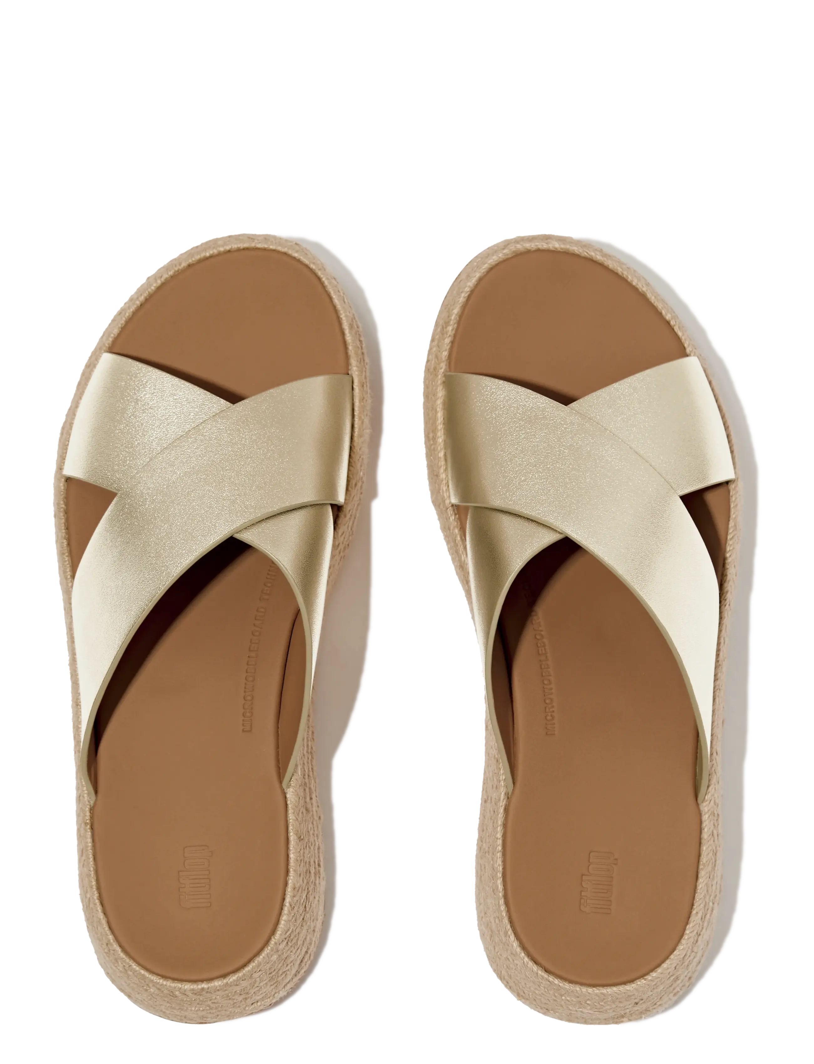 FitFlop - F-MODE ESPADRILLE LEATHER FLATFORM CROSS SLIDES - platåsandaler - platino - 2