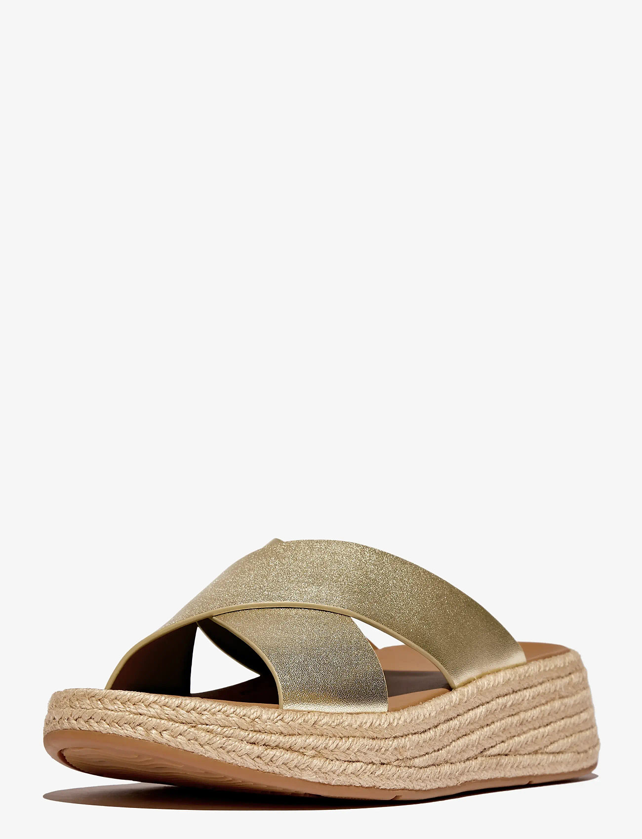 FitFlop - F-MODE ESPADRILLE LEATHER FLATFORM CROSS SLIDES - platform-sandaalit - platino - 3