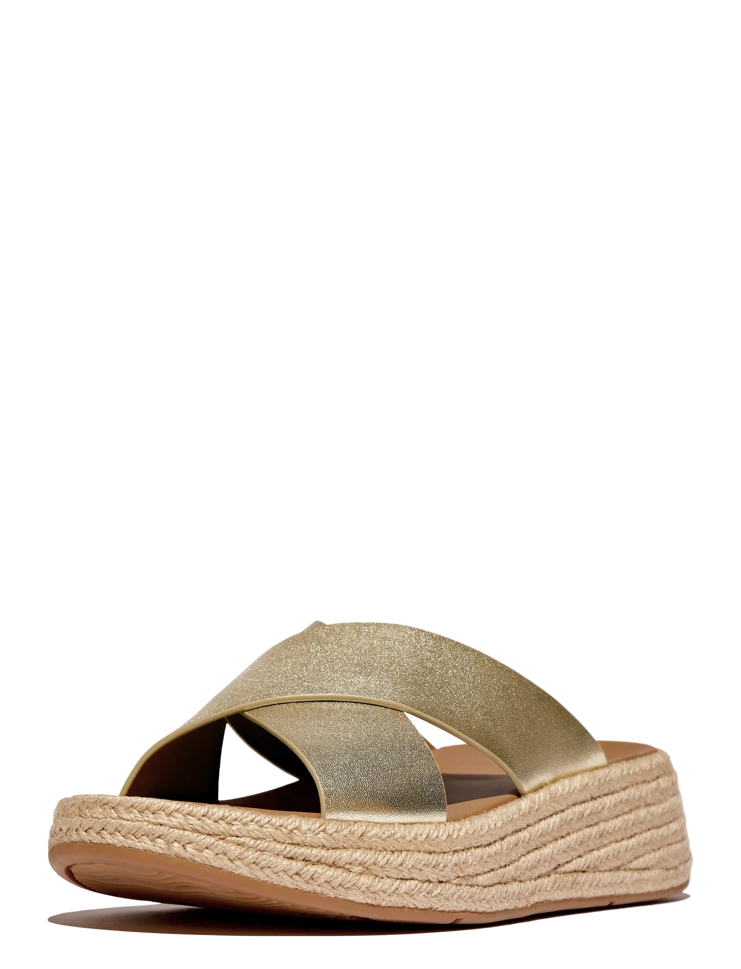 FitFlop - F-MODE ESPADRILLE LEATHER FLATFORM CROSS SLIDES - platåsandaler - platino - 3