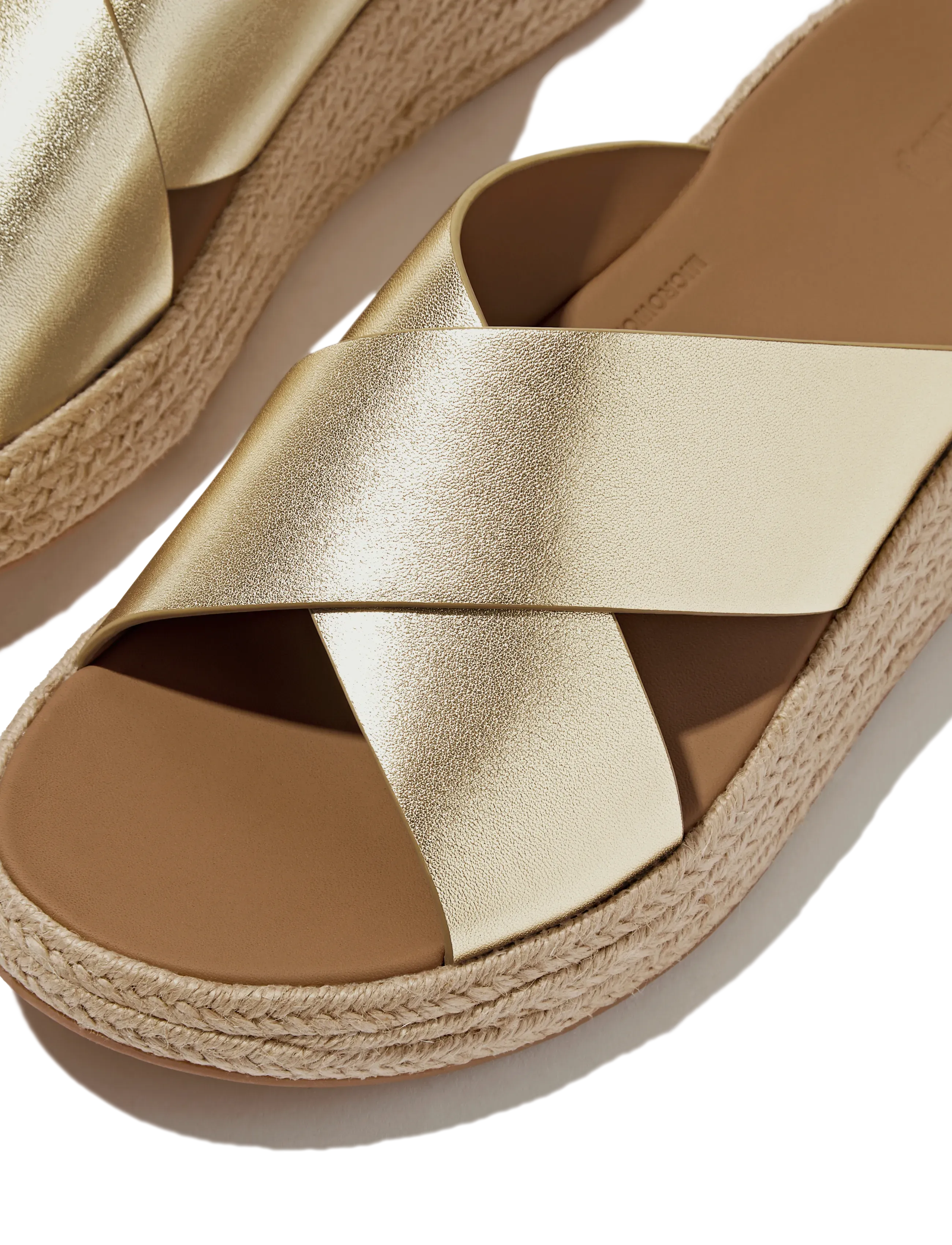 FitFlop - F-MODE ESPADRILLE LEATHER FLATFORM CROSS SLIDES - platåsandaler - platino - 4