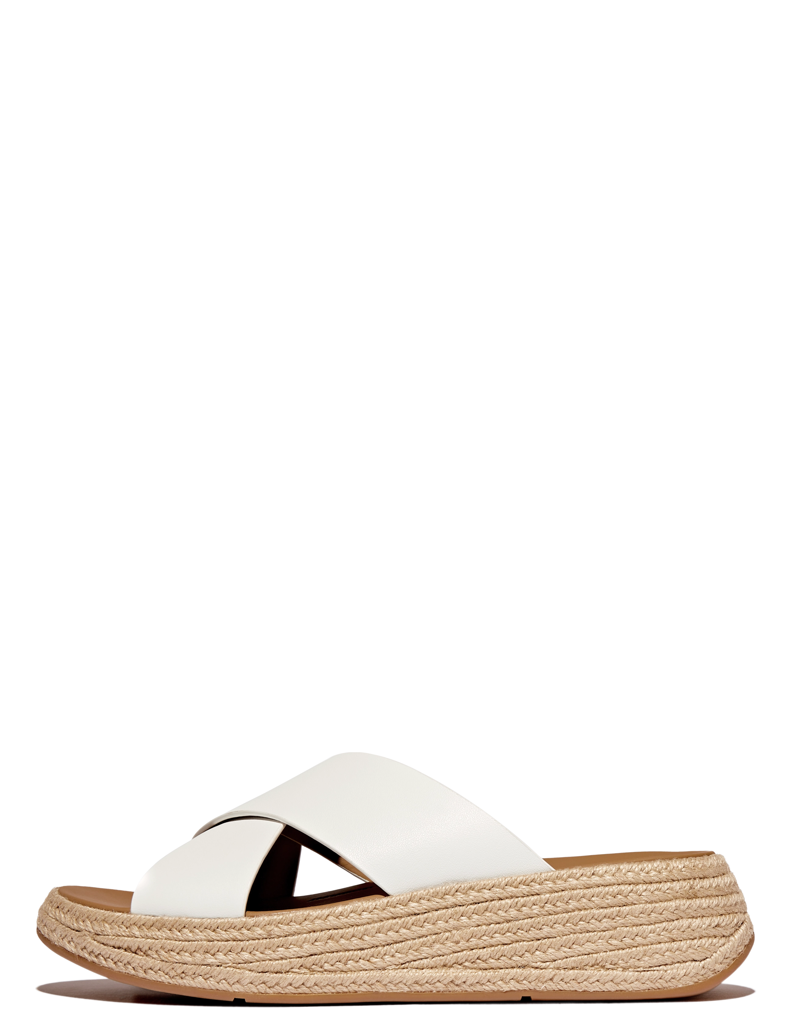 FitFlop F-MODE ESPADRILLE LEATHER FLATFORM CROSS SLIDES - Kontsadega espadrillid - URBAN WHITE / white