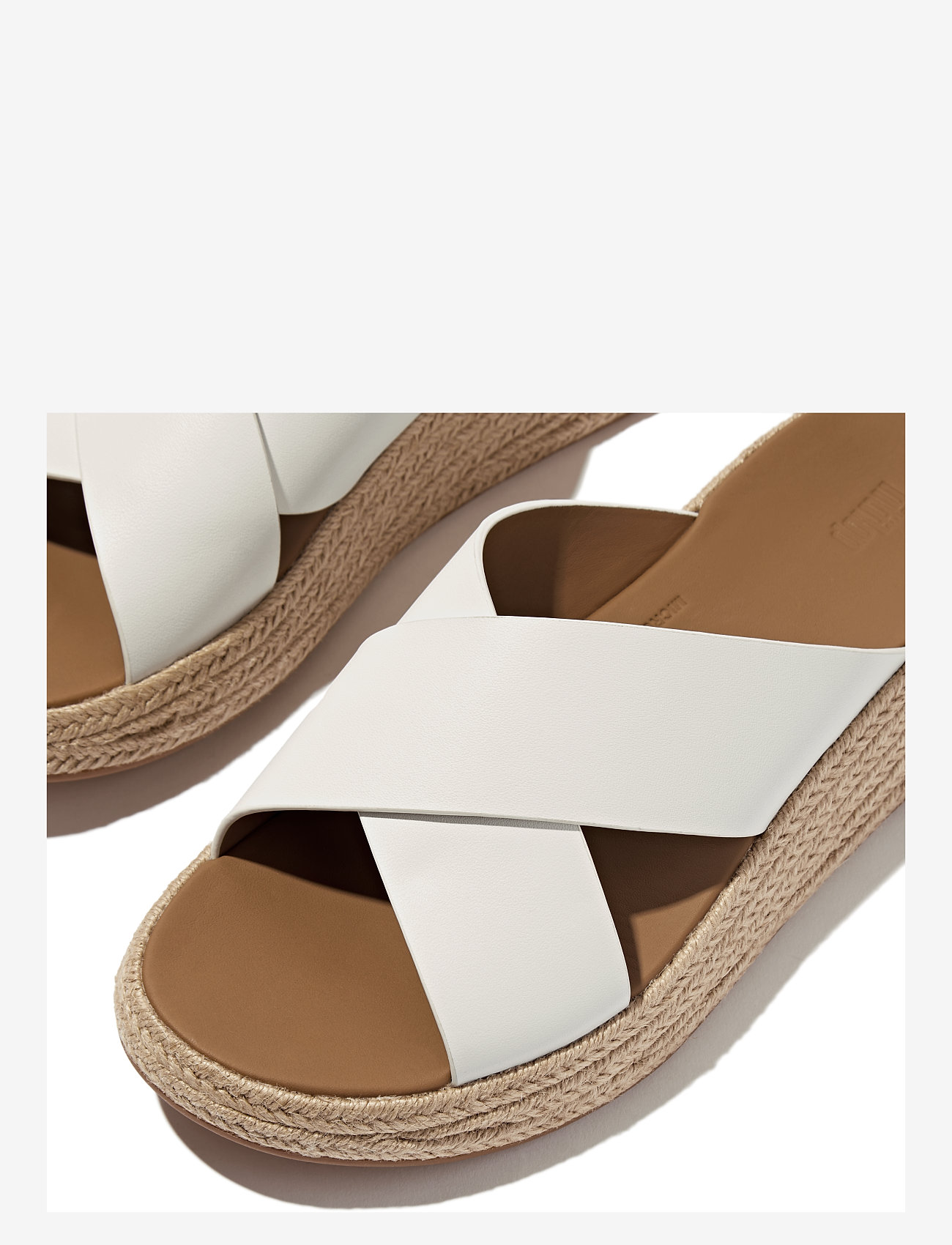 FitFlop - F-MODE ESPADRILLE LEATHER FLATFORM CROSS SLIDES - basutės ant platformos - urban white - 3