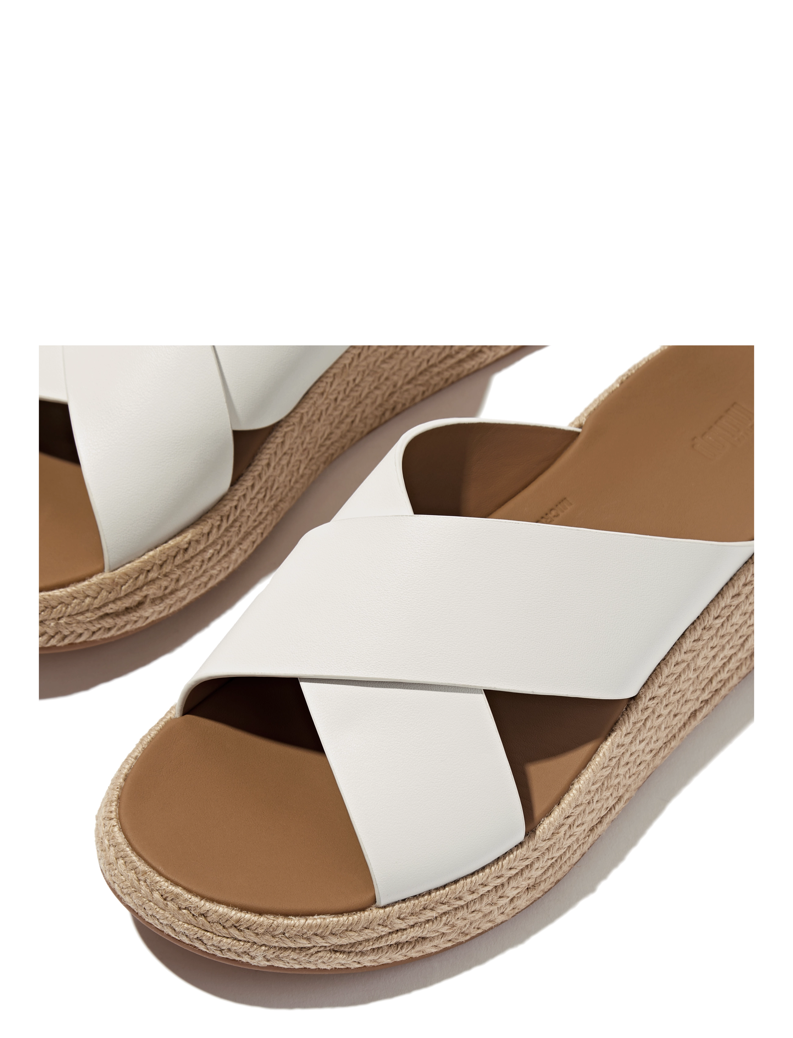 FitFlop - F-MODE ESPADRILLE LEATHER FLATFORM CROSS SLIDES - platvorm sandaalid - urban white - 3