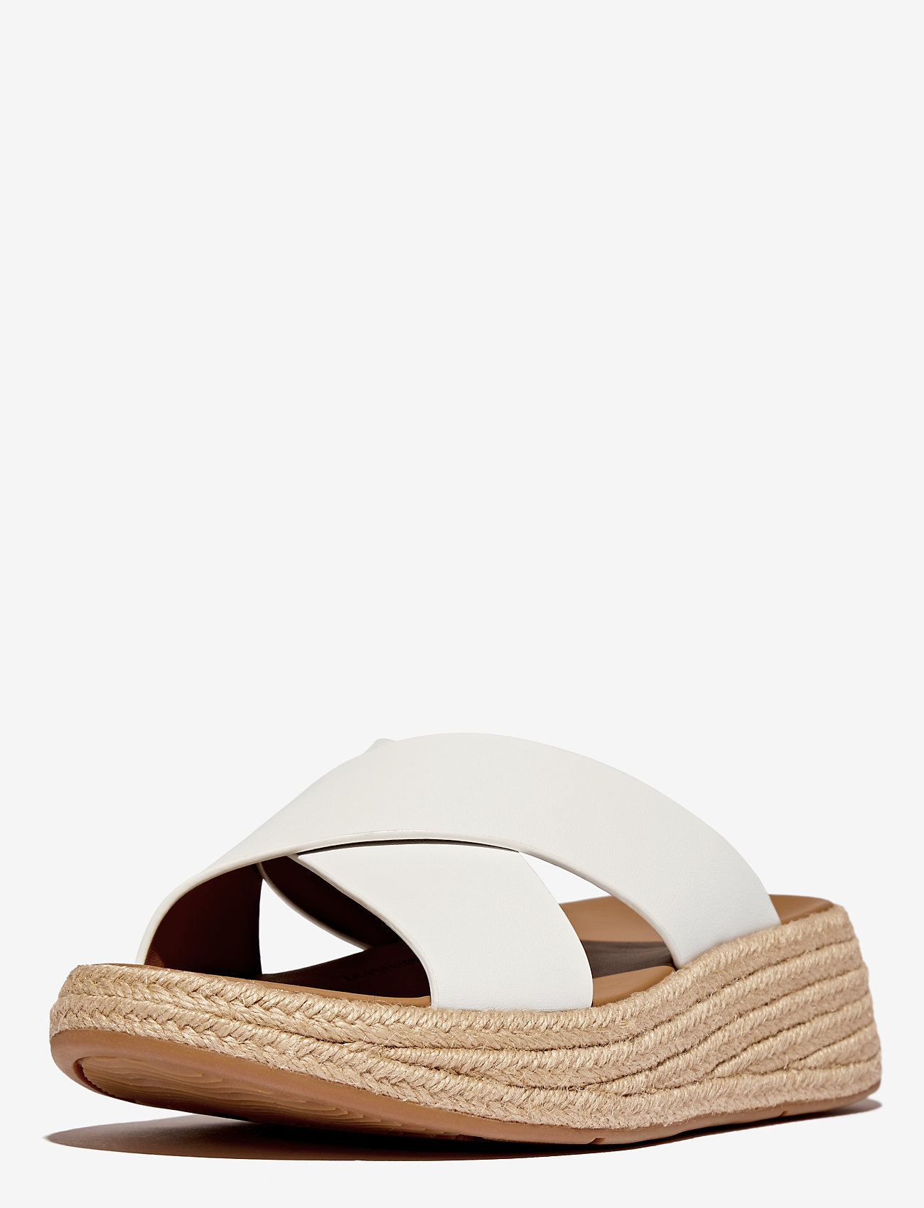 FitFlop - F-MODE ESPADRILLE LEATHER FLATFORM CROSS SLIDES - basutės ant platformos - urban white - 4