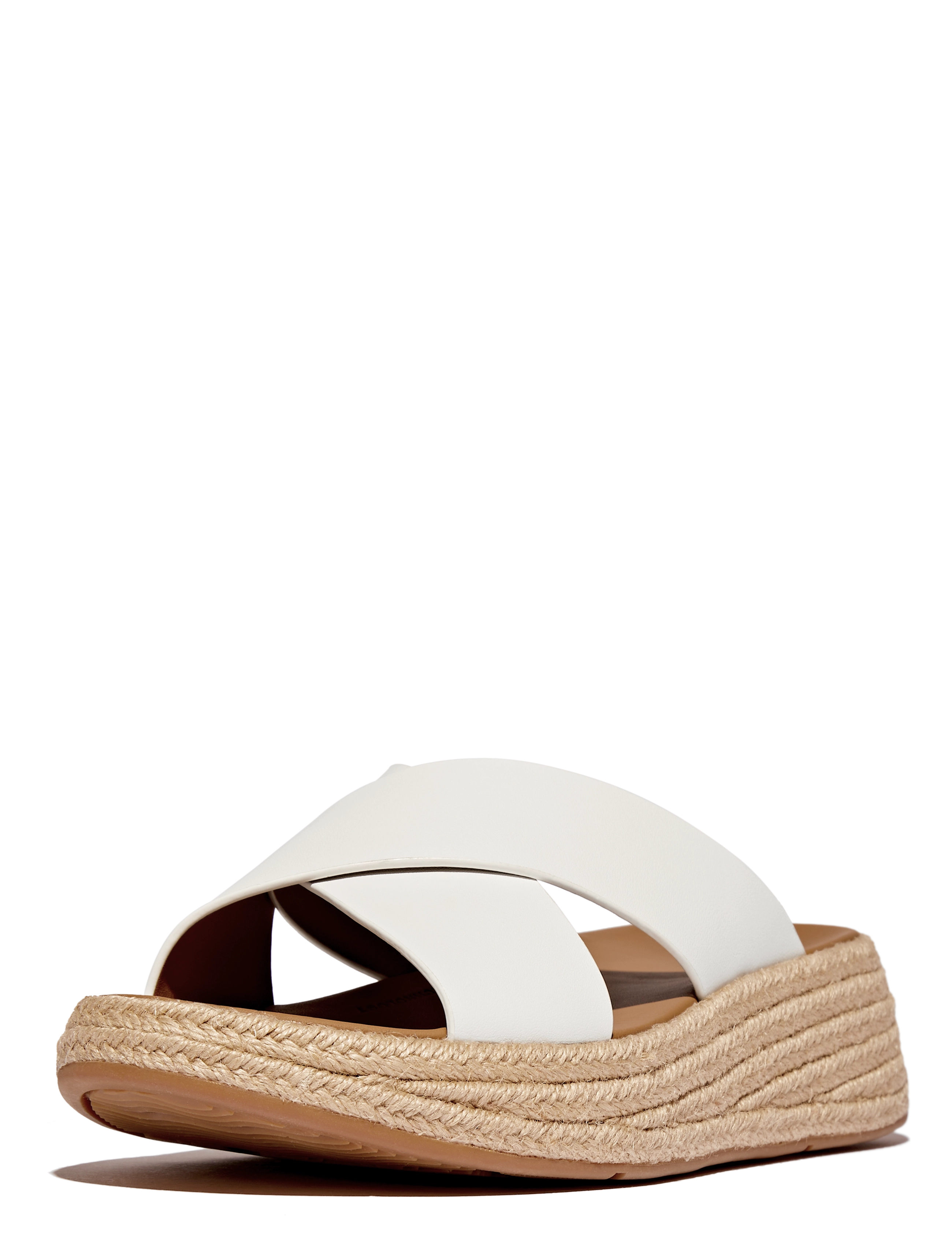 FitFlop - F-MODE ESPADRILLE LEATHER FLATFORM CROSS SLIDES - platvorm sandaalid - urban white - 4