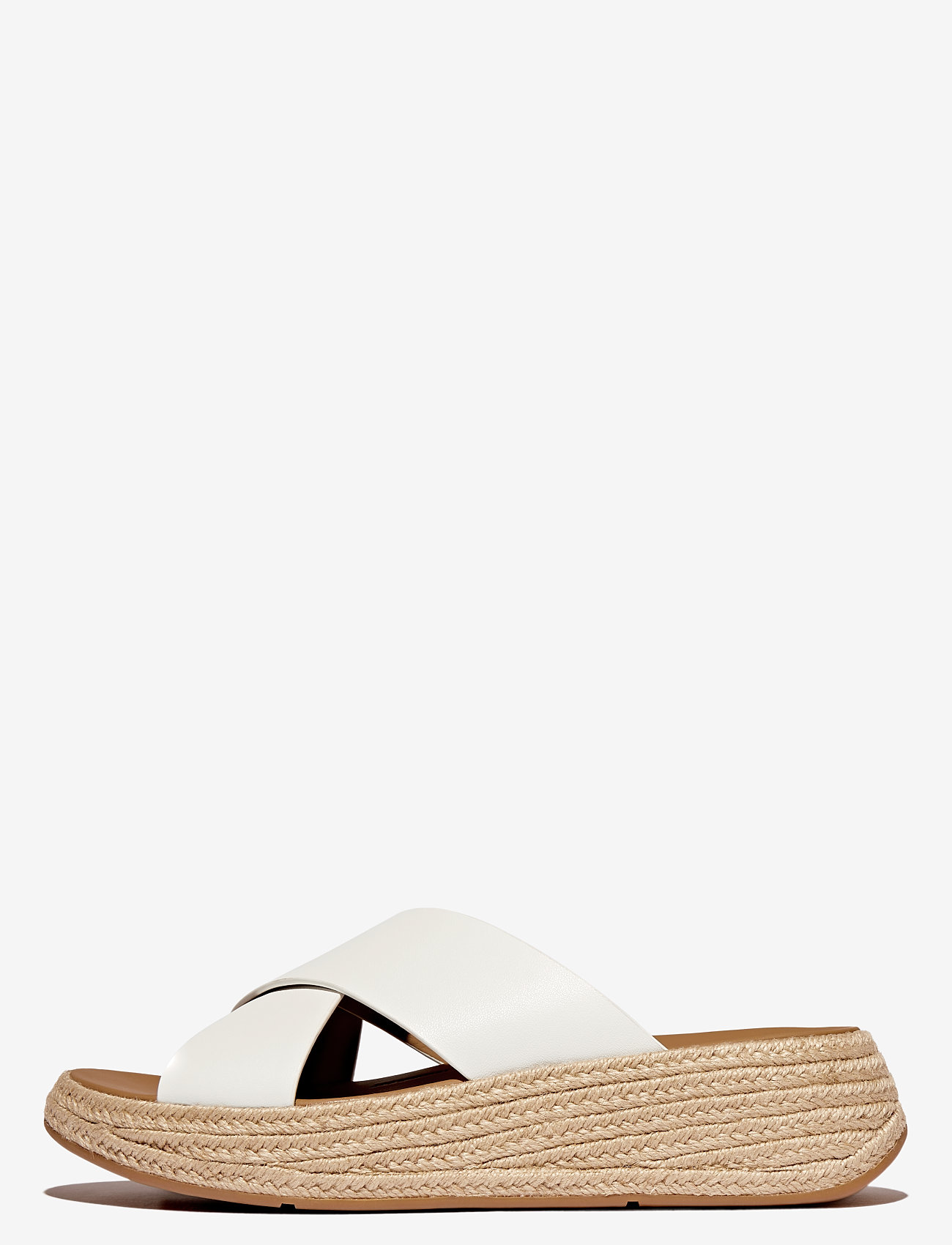 FitFlop - F-MODE ESPADRILLE LEATHER FLATFORM CROSS SLIDES - espadrilles mit absatz - urban white - 0