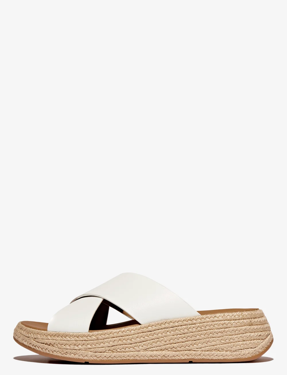 FitFlop - F-MODE ESPADRILLE LEATHER FLATFORM CROSS SLIDES - espadrilles mit absatz - urban white - 1