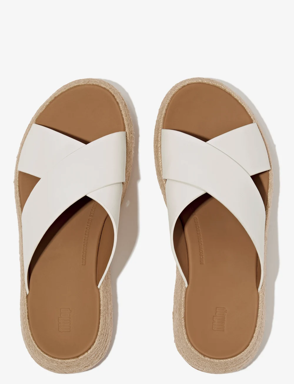 FitFlop - F-MODE ESPADRILLE LEATHER FLATFORM CROSS SLIDES - espadrilles mit absatz - urban white - 2