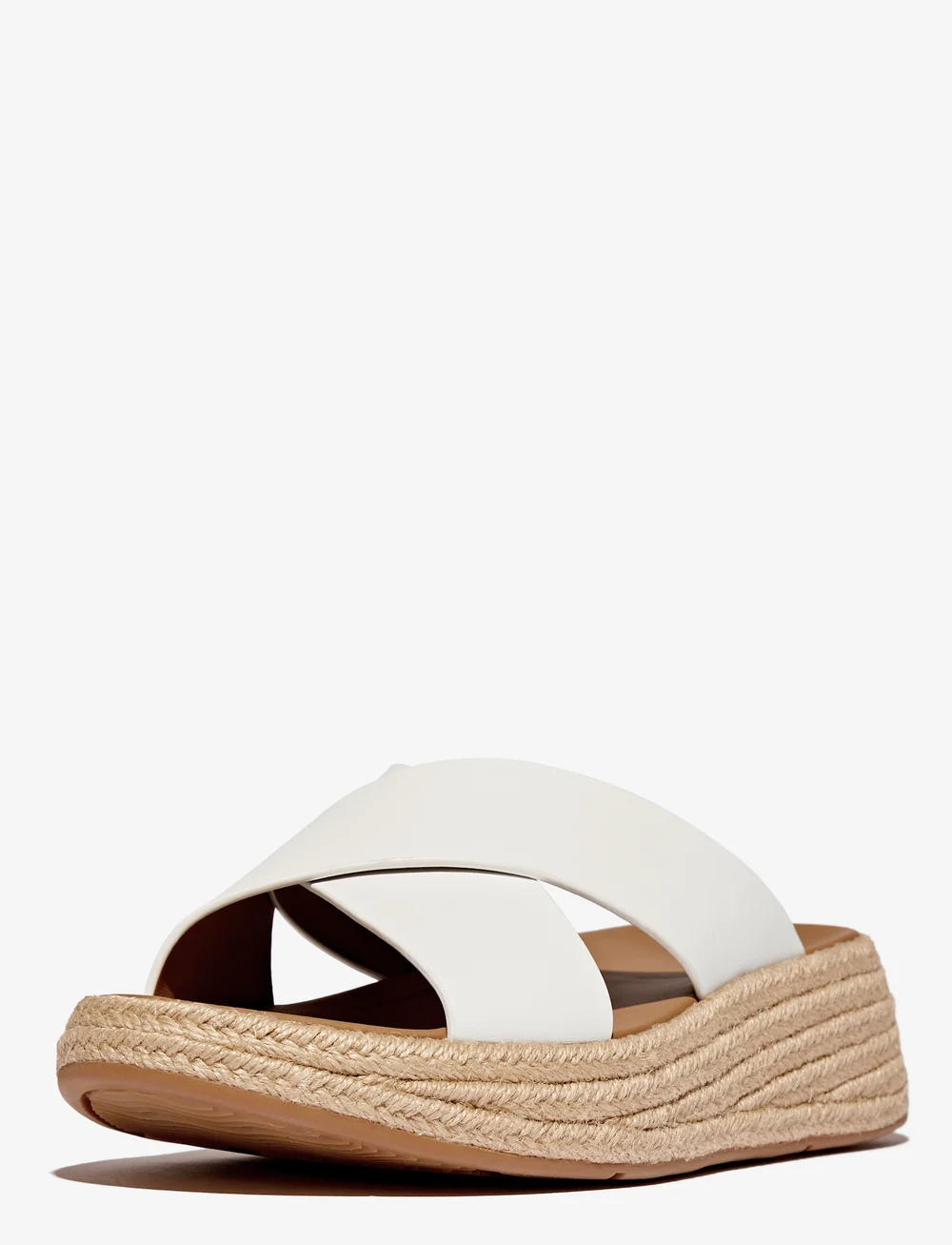 FitFlop - F-MODE ESPADRILLE LEATHER FLATFORM CROSS SLIDES - espadrilles mit absatz - urban white - 4