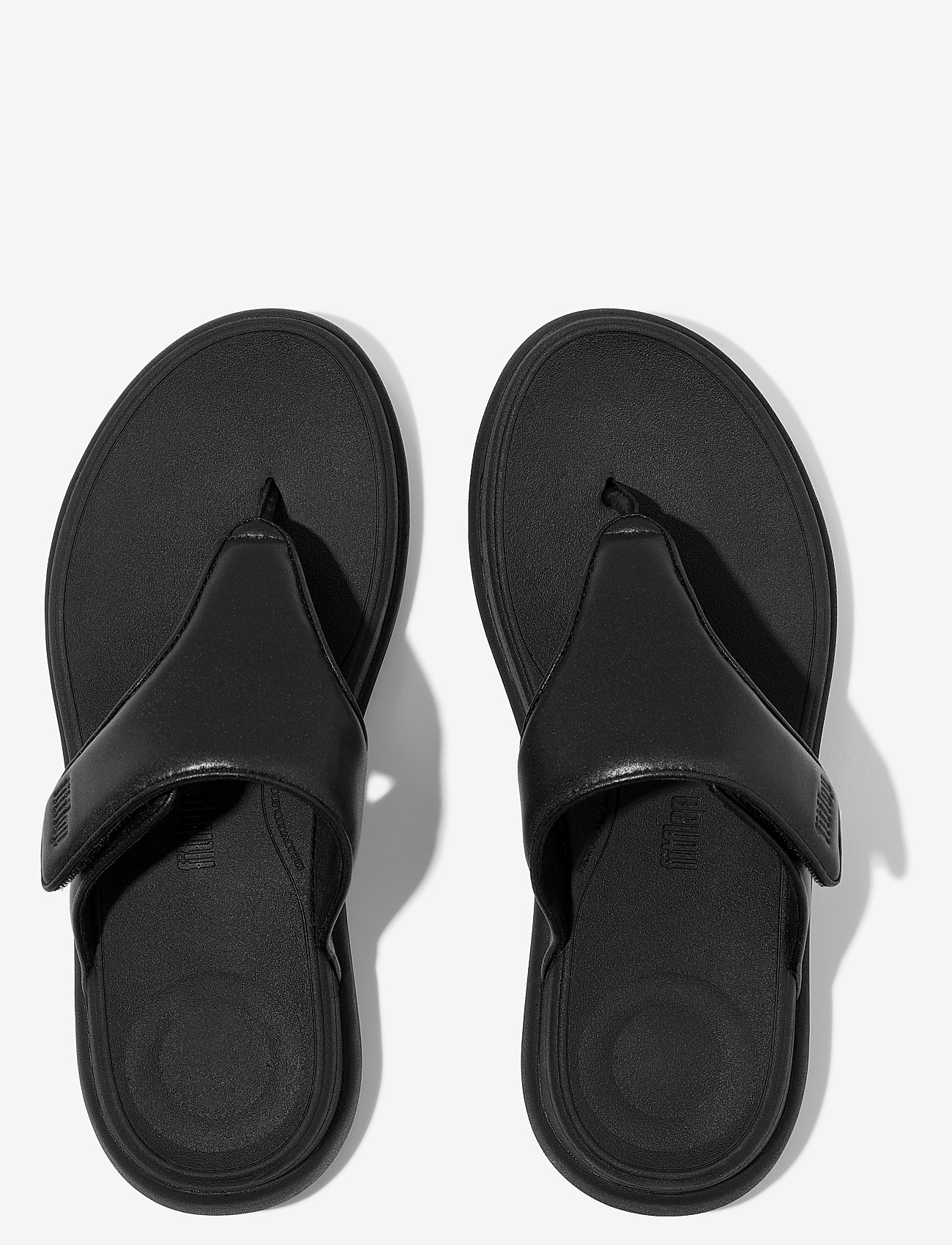 FitFlop - F-MODE GO ADJUSTABLE FLATFORM TOE-POST SANDALS - flat mules - all black - 3