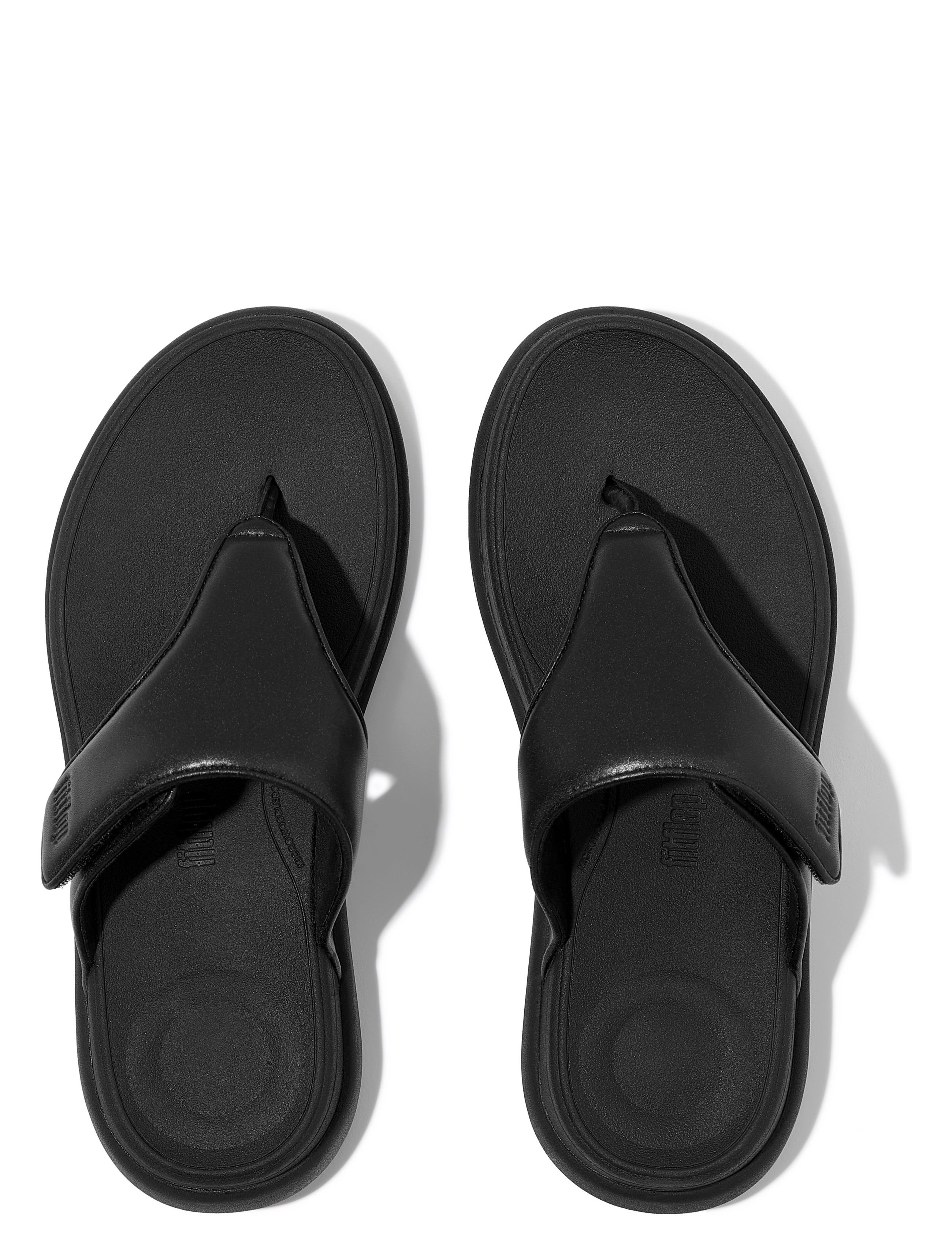FitFlop - F-MODE GO ADJUSTABLE FLATFORM TOE-POST SANDALS - flade mules - all black - 3
