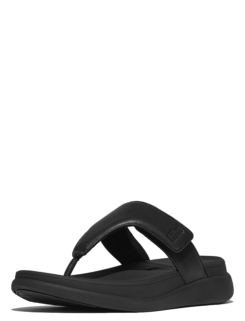 FitFlop - F-MODE GO ADJUSTABLE FLATFORM TOE-POST SANDALS - flatbotna mules - all black - 4