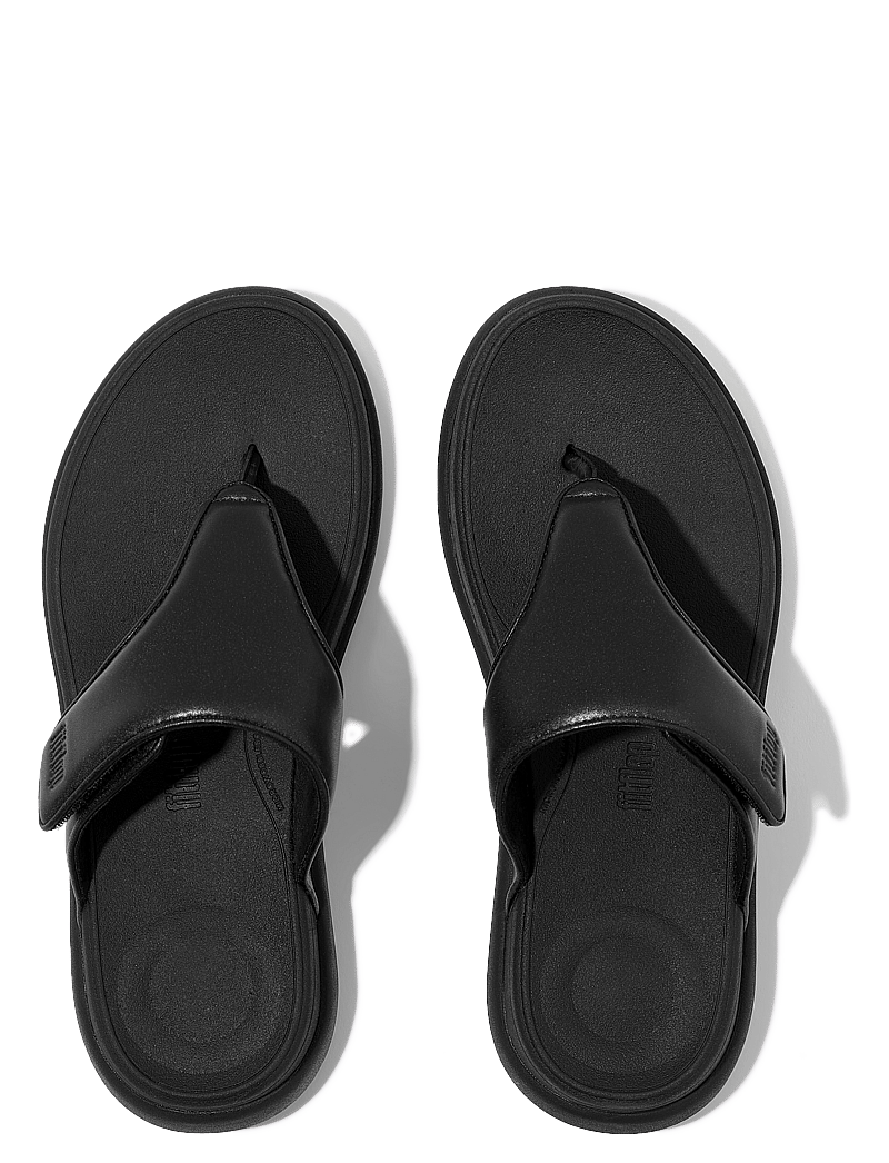 FitFlop - F-MODE GO ADJUSTABLE FLATFORM TOE-POST SANDALS - platta mules - all black - 3