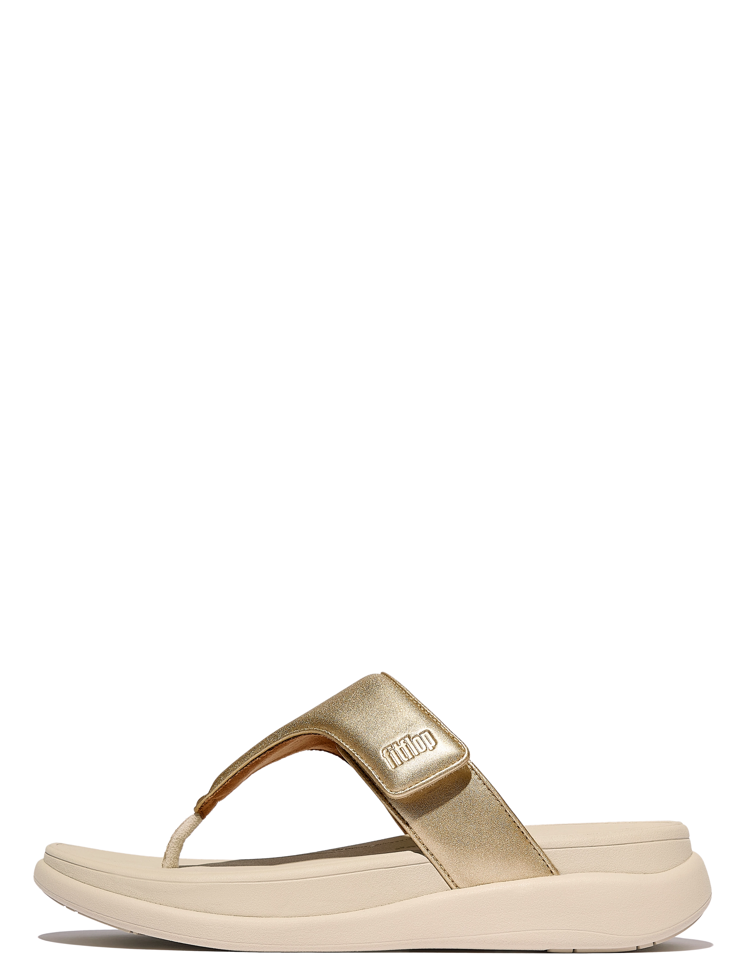 FitFlop F-MODE GO ADJUSTABLE FLATFORM TOE-POST SANDALS - Clogs & Mules - PLATINO / beige