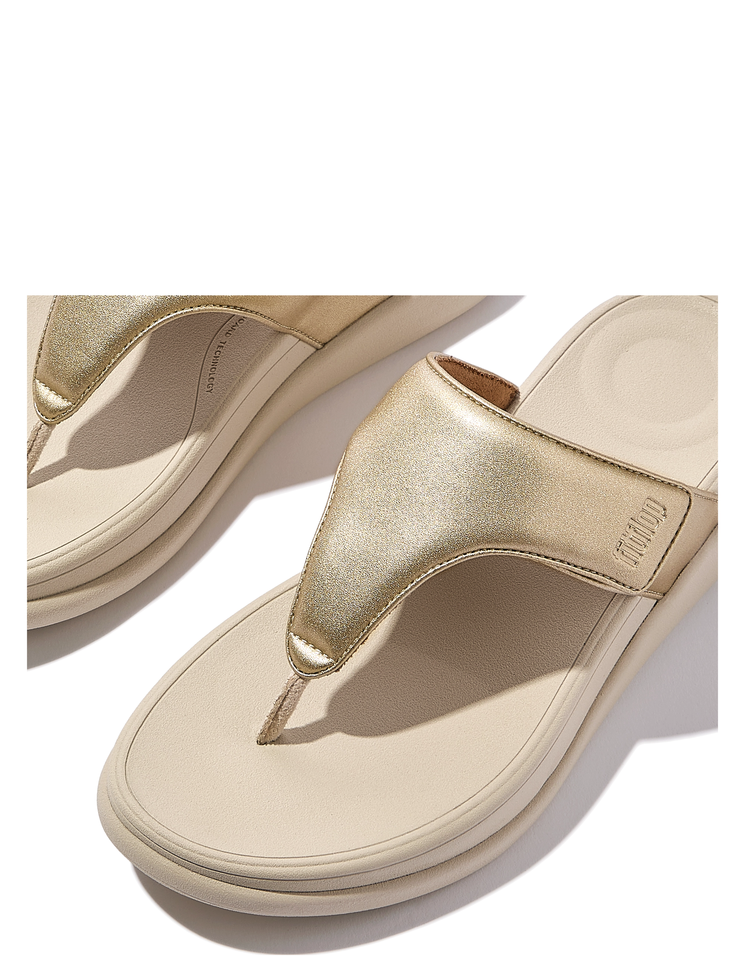 FitFlop - F-MODE GO ADJUSTABLE FLATFORM TOE-POST SANDALS - platta mules - platino - 3
