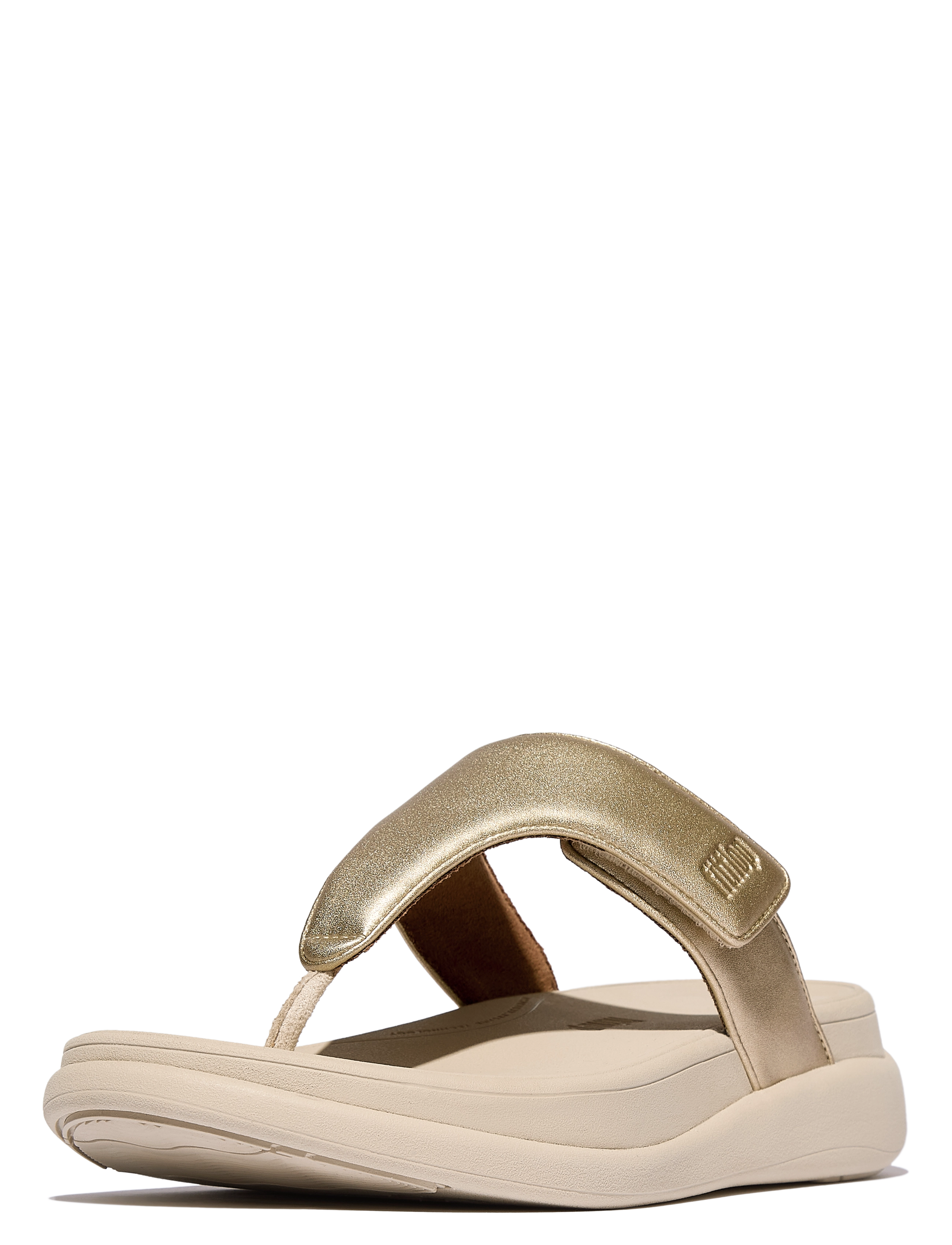 FitFlop - F-MODE GO ADJUSTABLE FLATFORM TOE-POST SANDALS - platta mules - platino - 4