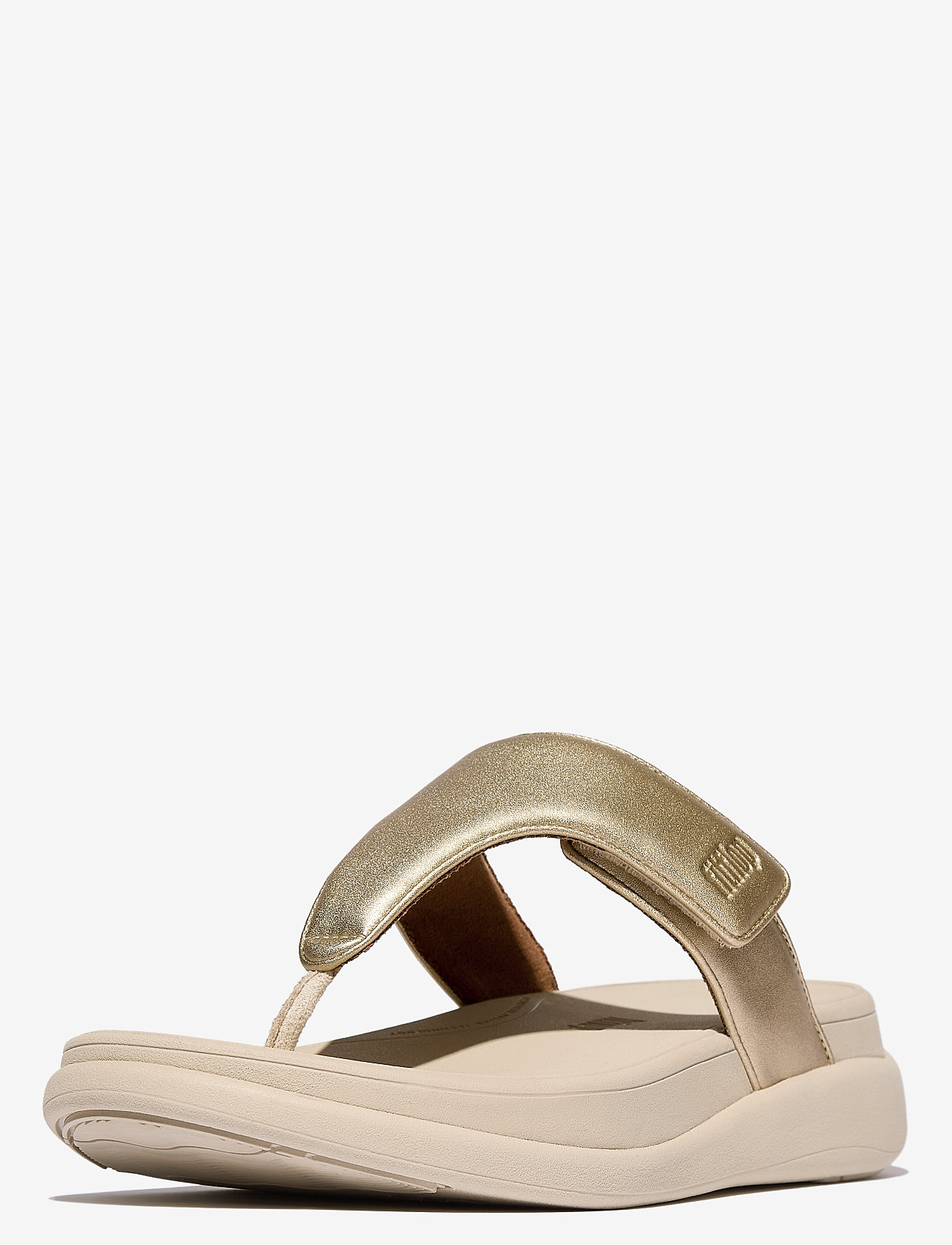 FitFlop - F-MODE GO ADJUSTABLE FLATFORM TOE-POST SANDALS - platta mules - platino - 4