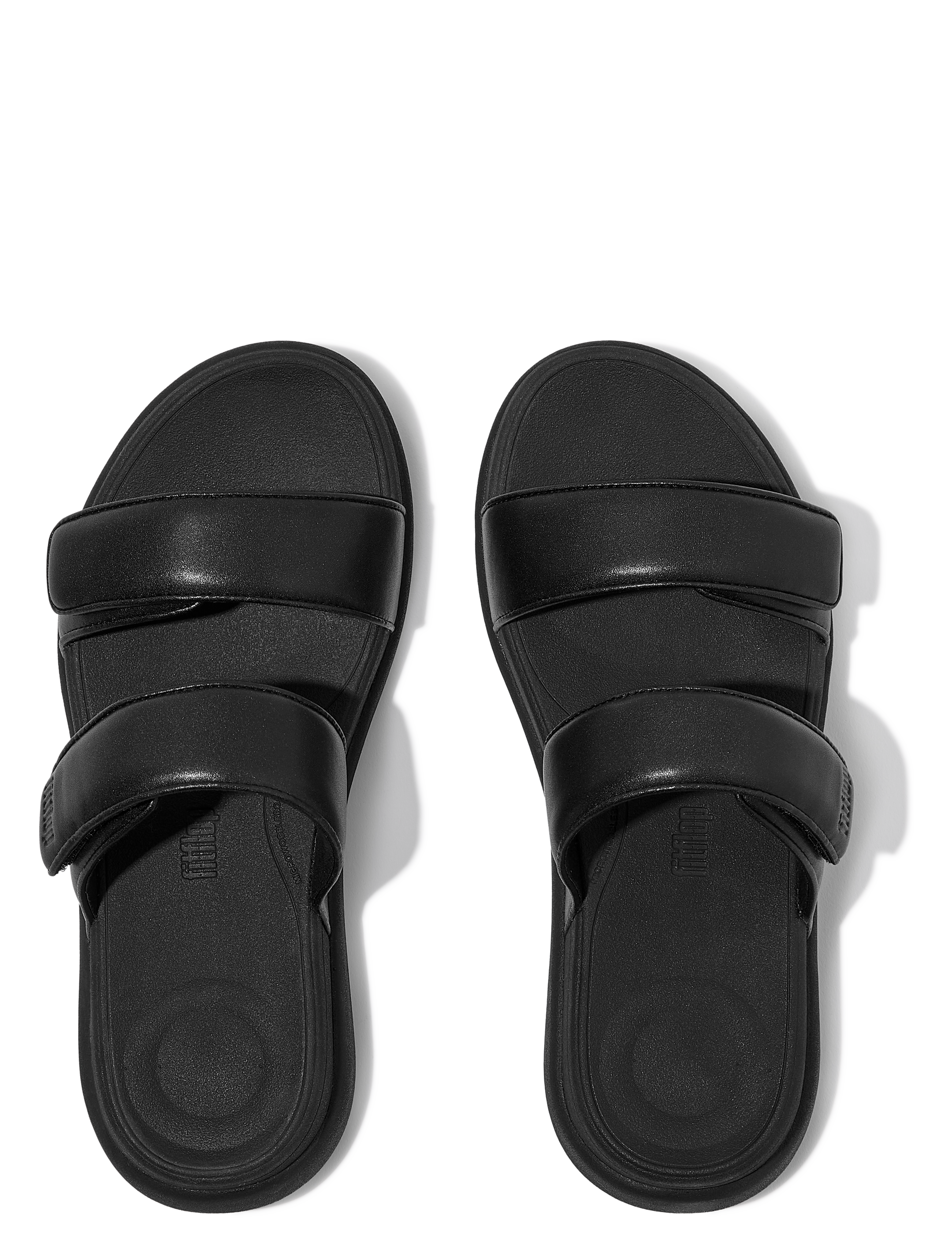FitFlop - F-MODE GO ADJUSTABLE FLATFORM TWO-BAR SLIDES - flat sandals - all black - 2