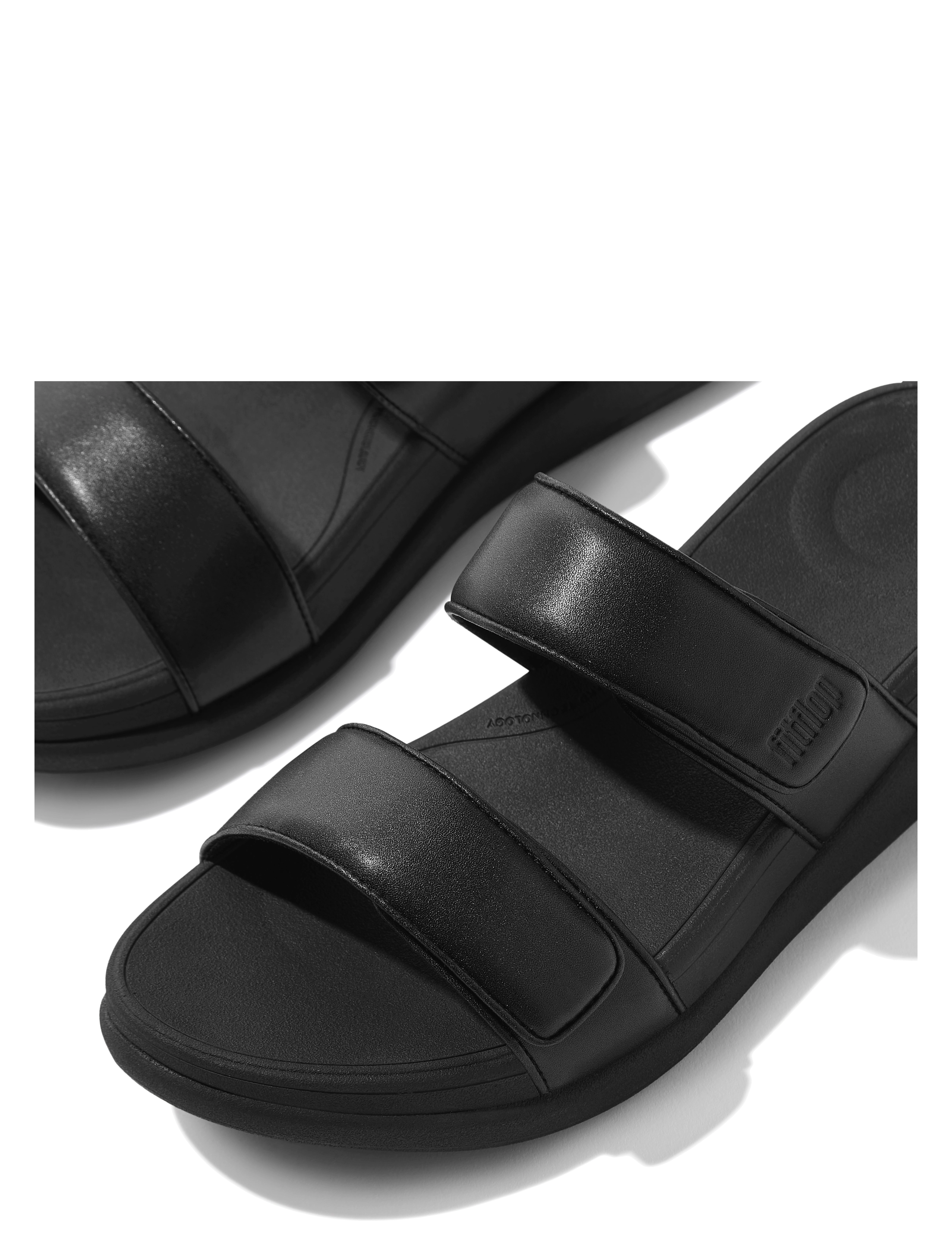 FitFlop - F-MODE GO ADJUSTABLE FLATFORM TWO-BAR SLIDES - flade sandaler - all black - 3
