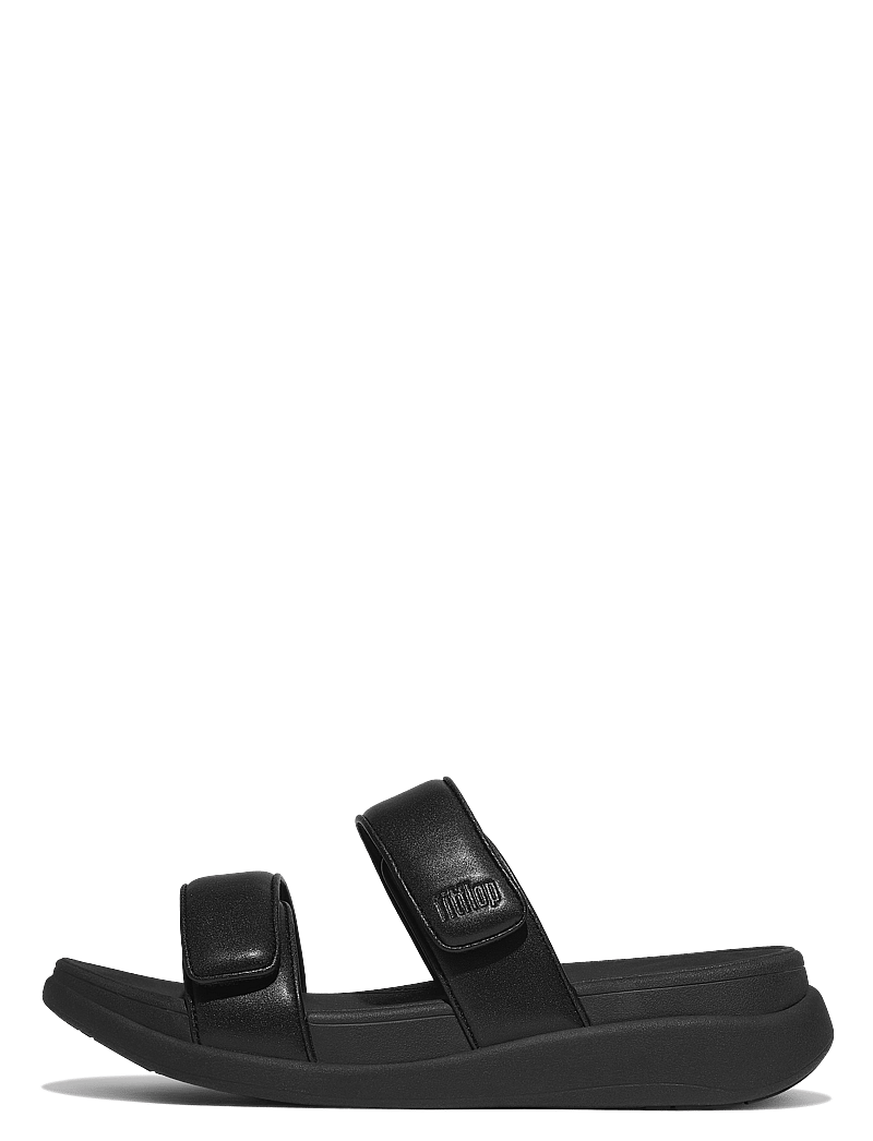FitFlop - F-MODE GO ADJUSTABLE FLATFORM TWO-BAR SLIDES - platta mules - all black - 1