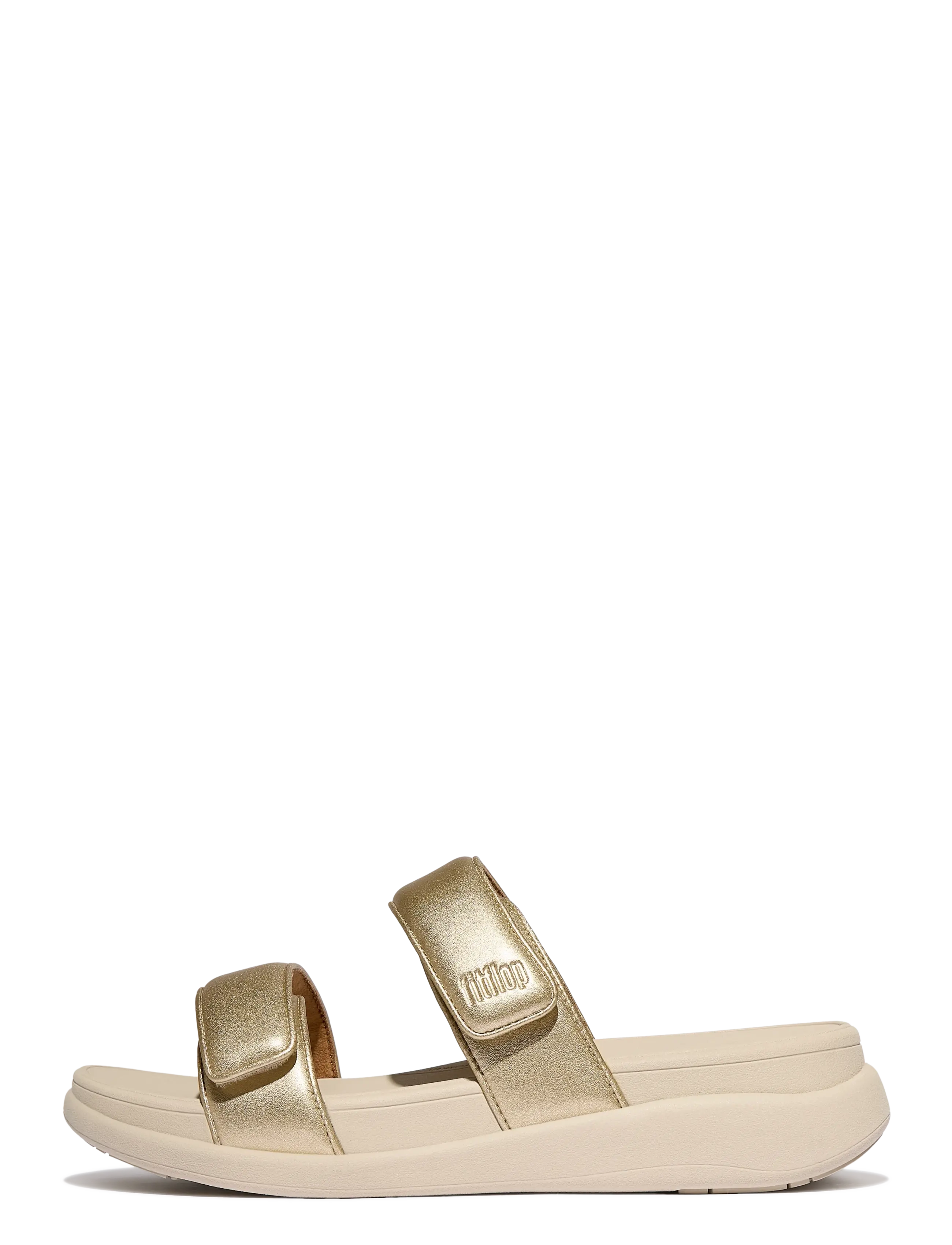 FitFlop F-MODE GO ADJUSTABLE FLATFORM TWO-BAR SLIDES - FitFlop - PLATINO / gold