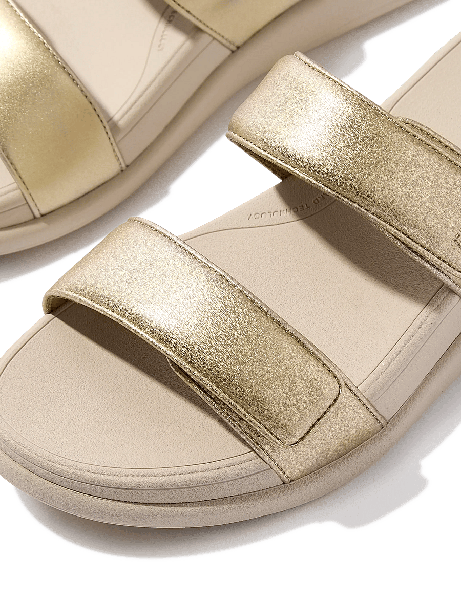 FitFlop - F-MODE GO ADJUSTABLE FLATFORM TWO-BAR SLIDES - kontsata sandaalid - platino - 4